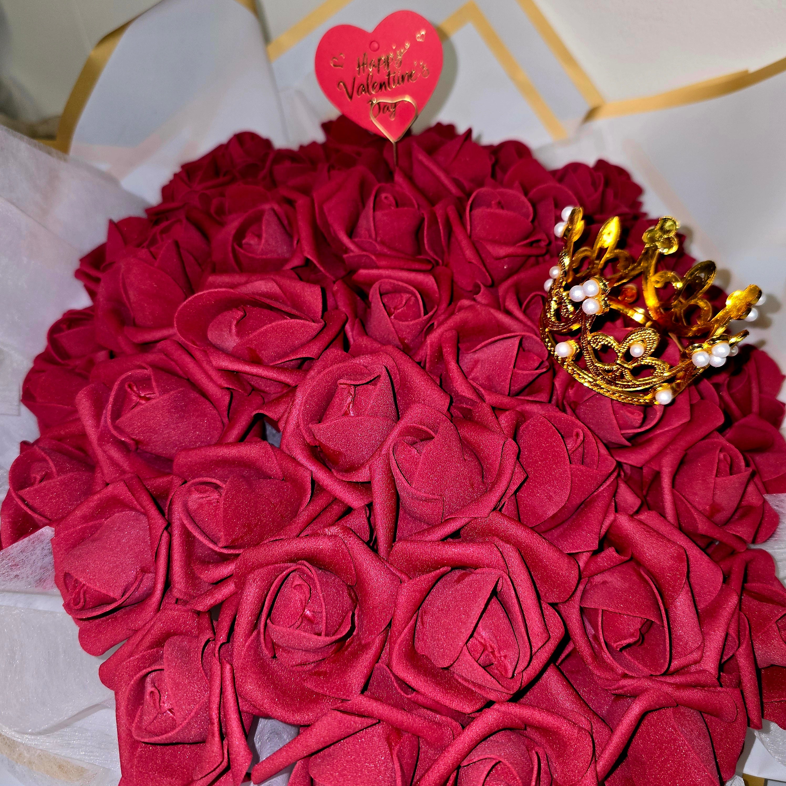 Luxury Eternal Roses Bouquet – 51 Forever Roses with Crown | Handcrafted Gift
