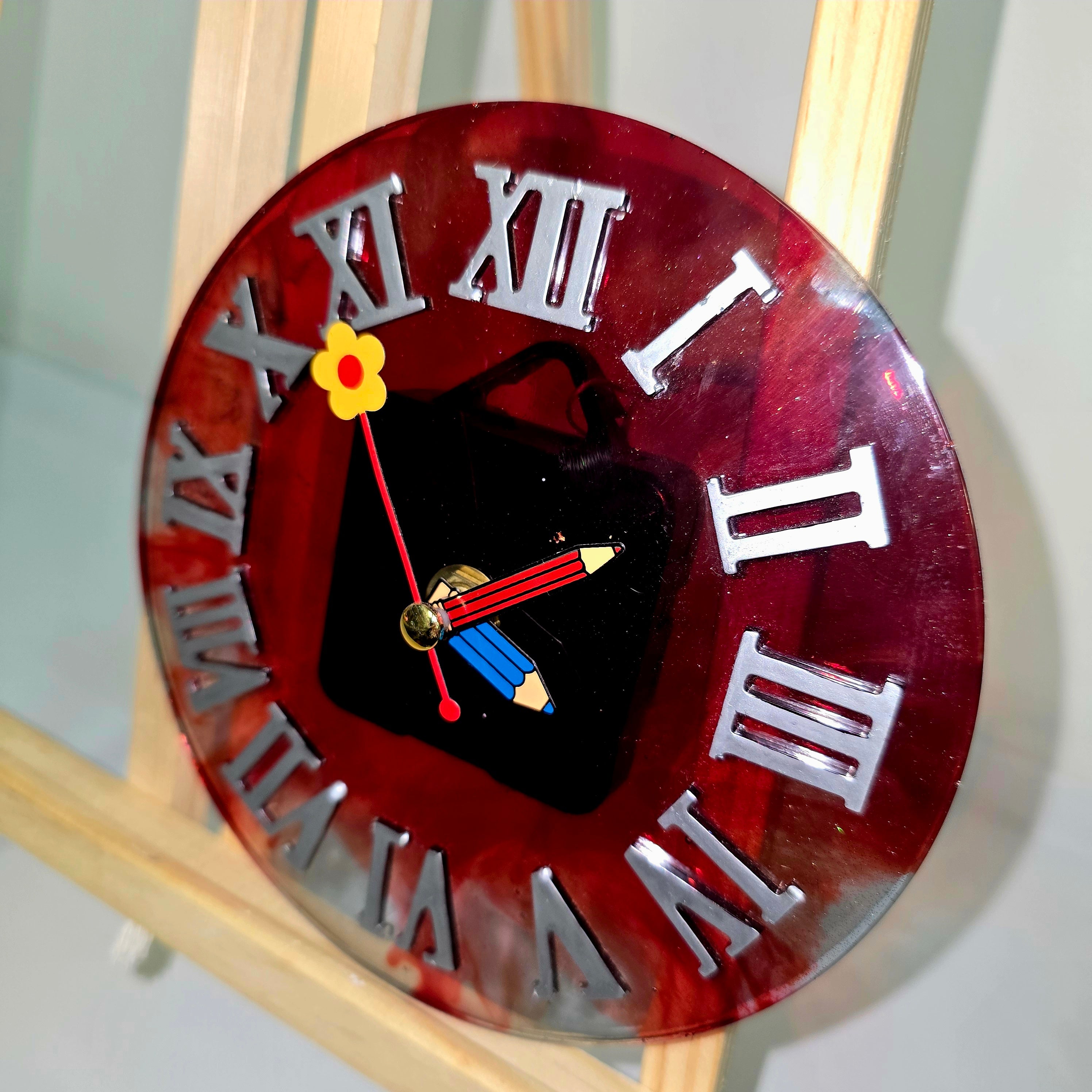 Handmade Epoxy Resin Wall Clock with Roman Numerals 15cm.