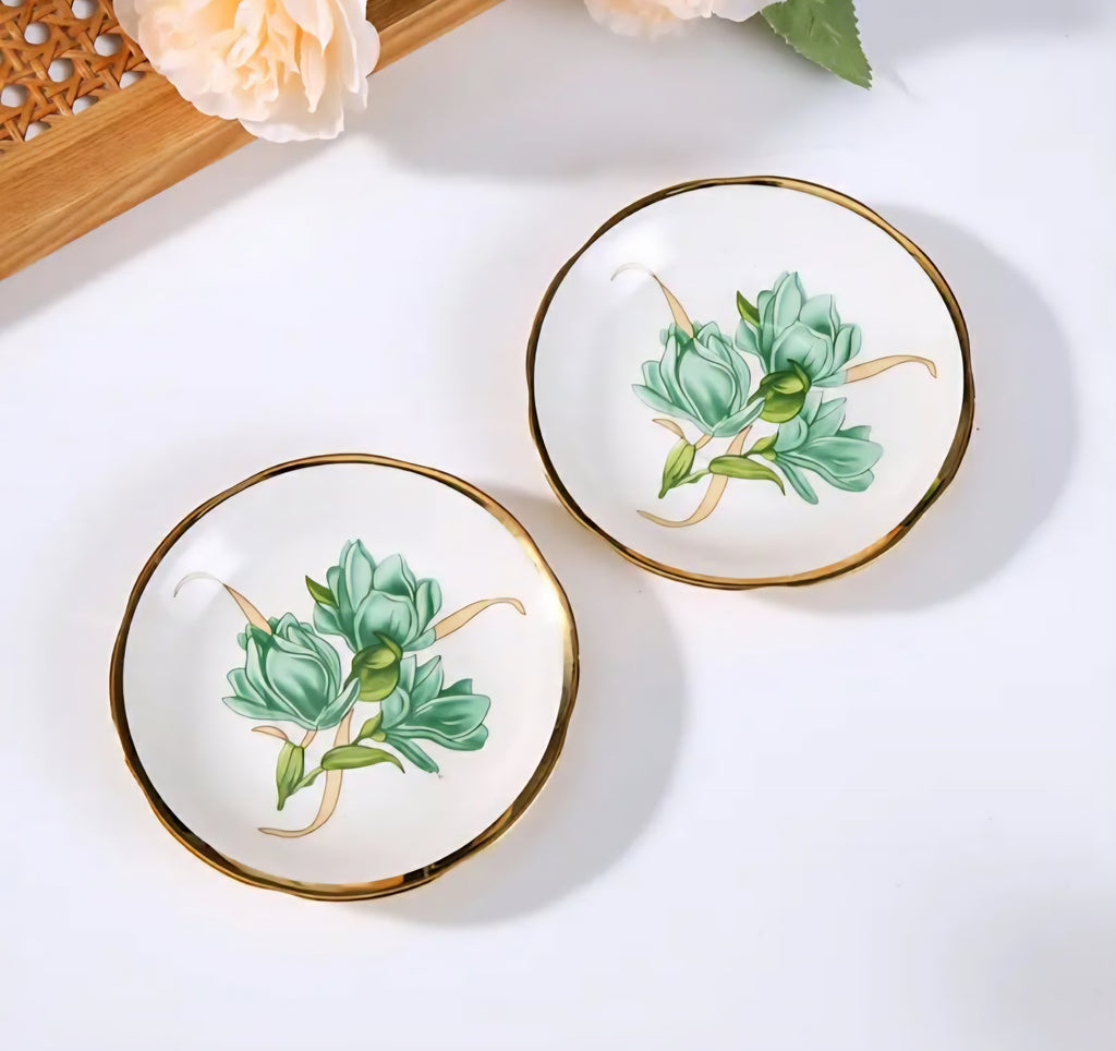 Elegant Nordic Ceramic Espresso Coffee Set – 6 Cups & 6 Saucers, Floral Design