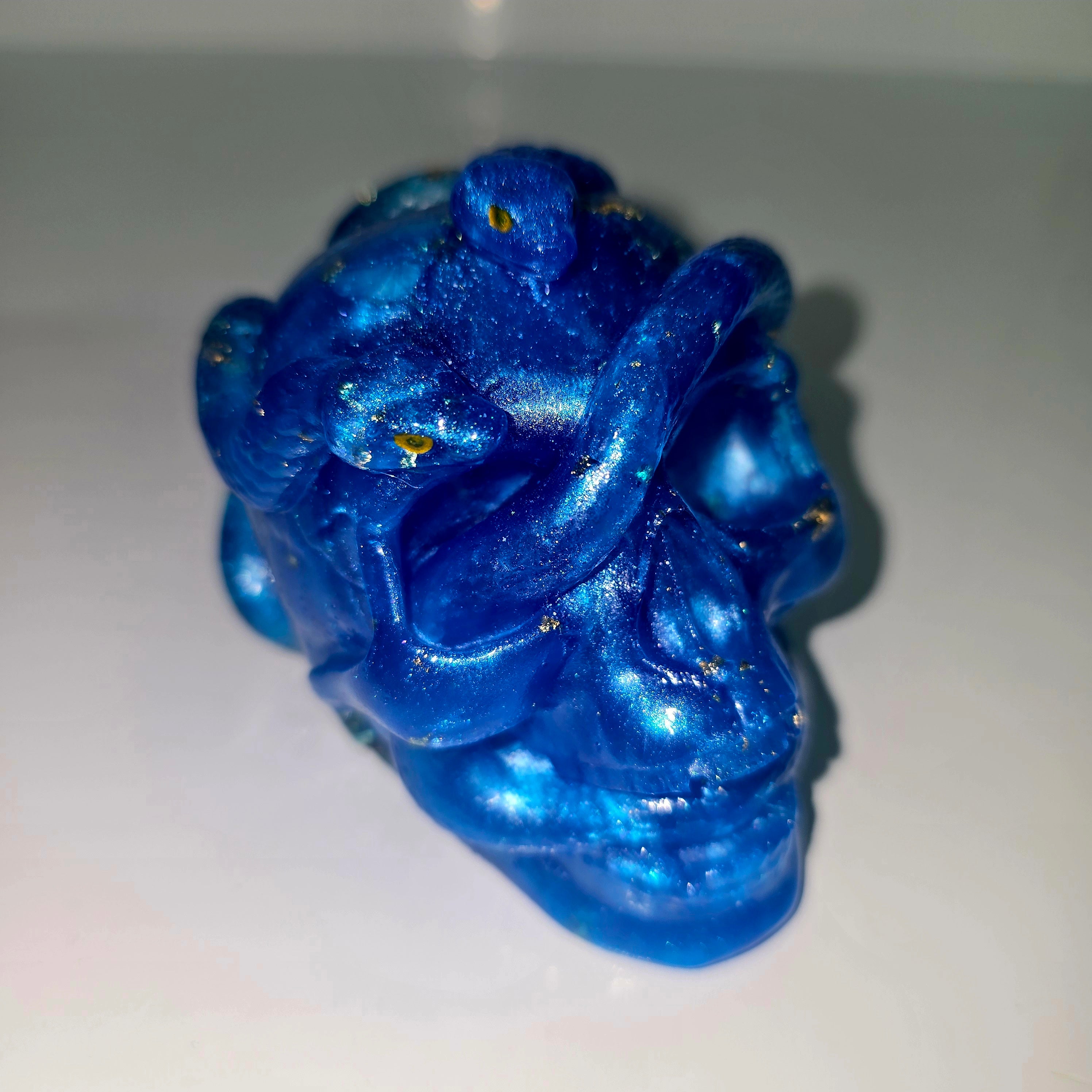 Handmade Resin Skull with Snake – Unique Gothic Home Decor