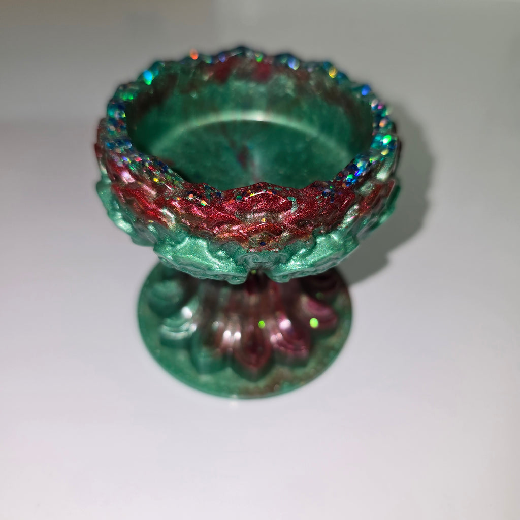 Handmade Resin Tealight Holder – Small Decorative Candle Base (7 × 7 cm.)