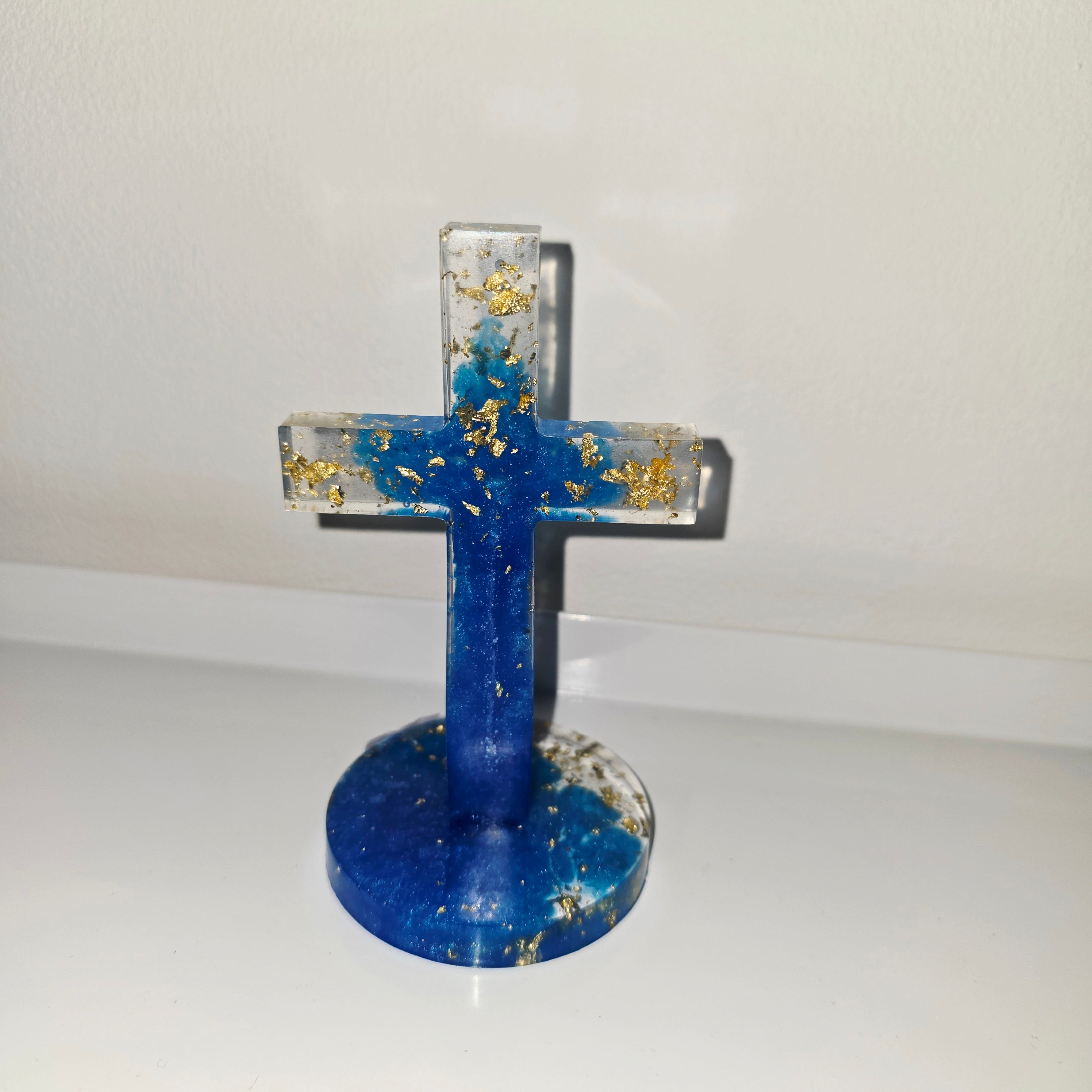 Handmade Epoxy Resin Cross Ornament – Religious Home Decor (13 cm)