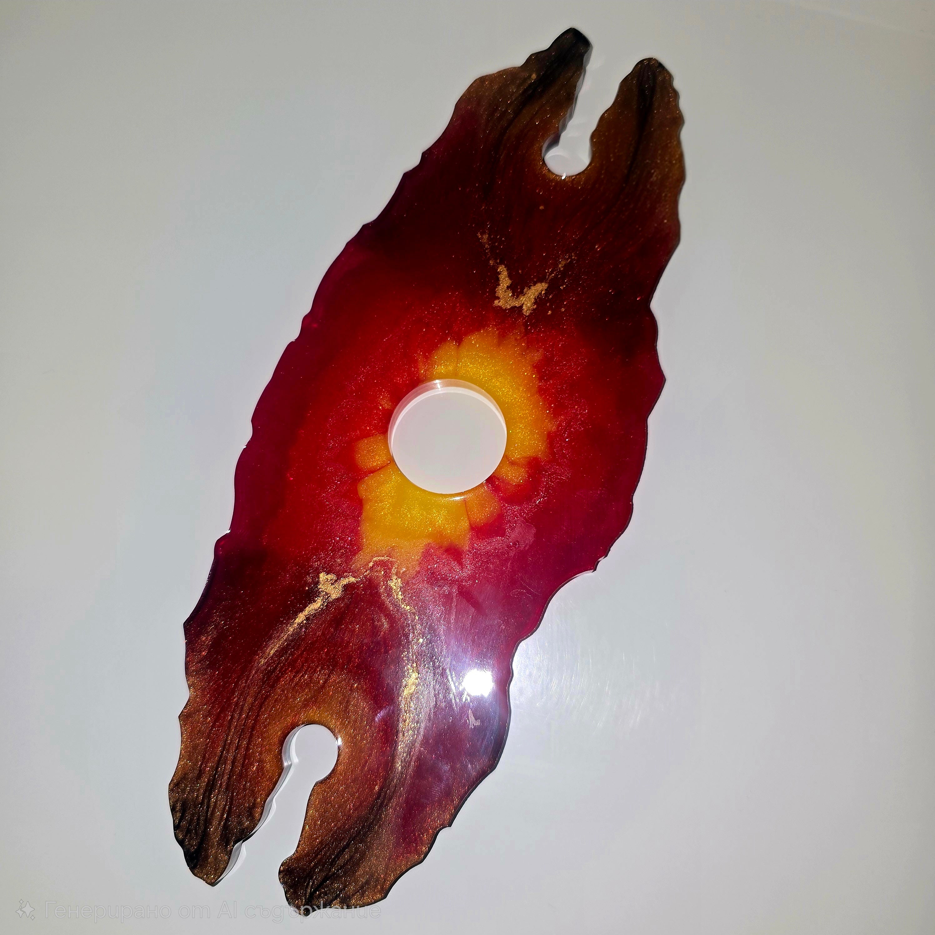 Handmade Epoxy Resin Wine Bottle & Glass Holder – Unique Resin Art Stand (25 × 10.5 cm)