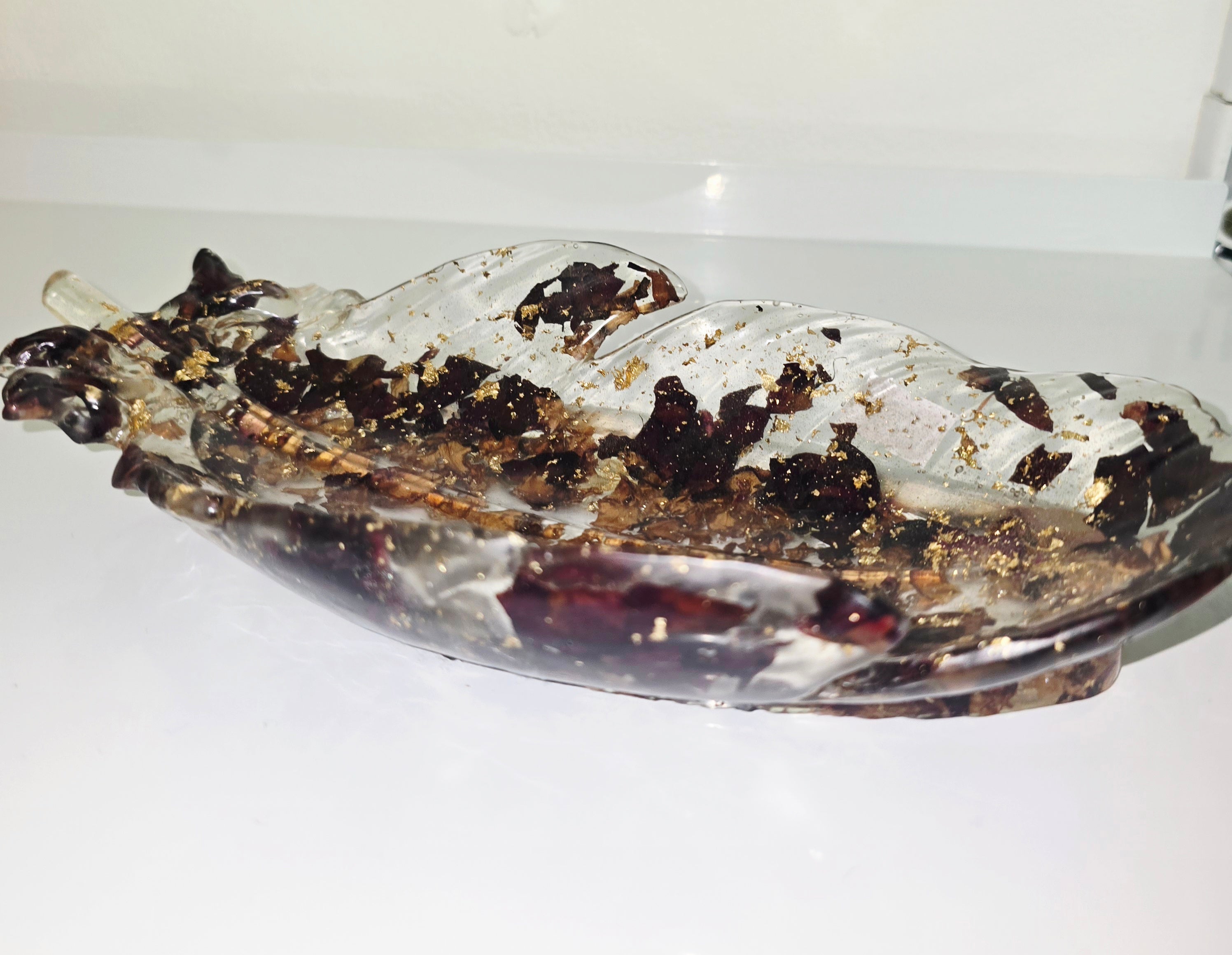 🍁 Handmade Resin Leaf Tray – Jewelry & Key Holder