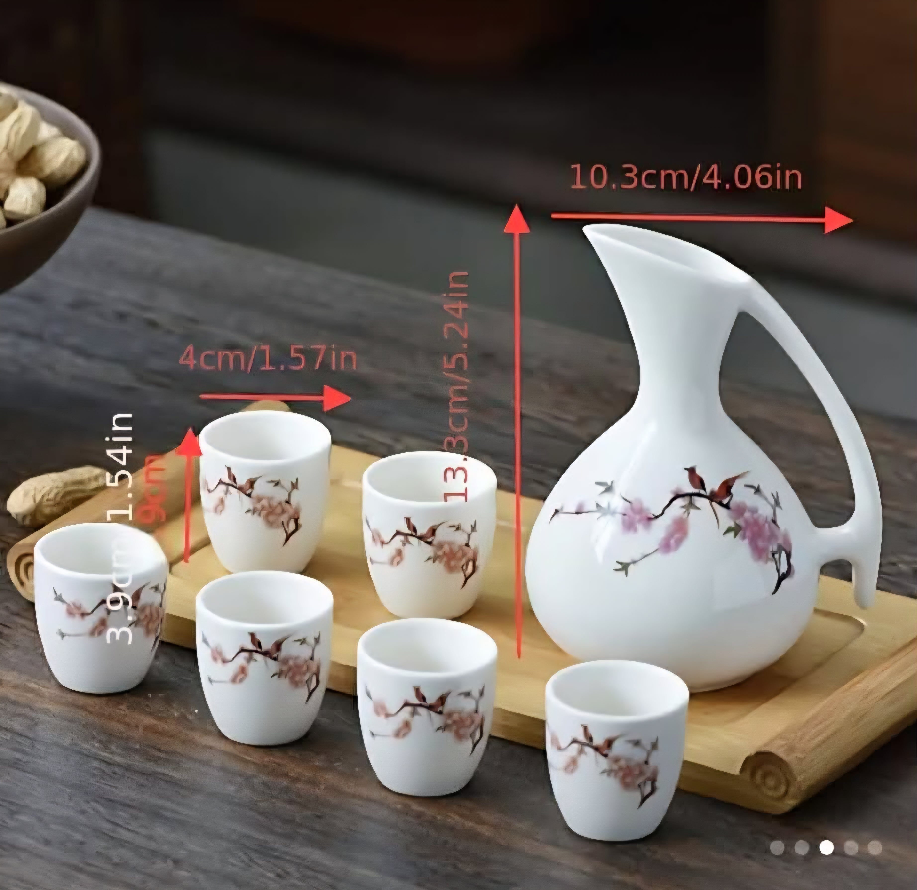 Ceramic Wine & Liquor Set with Decanter – 7 Pieces