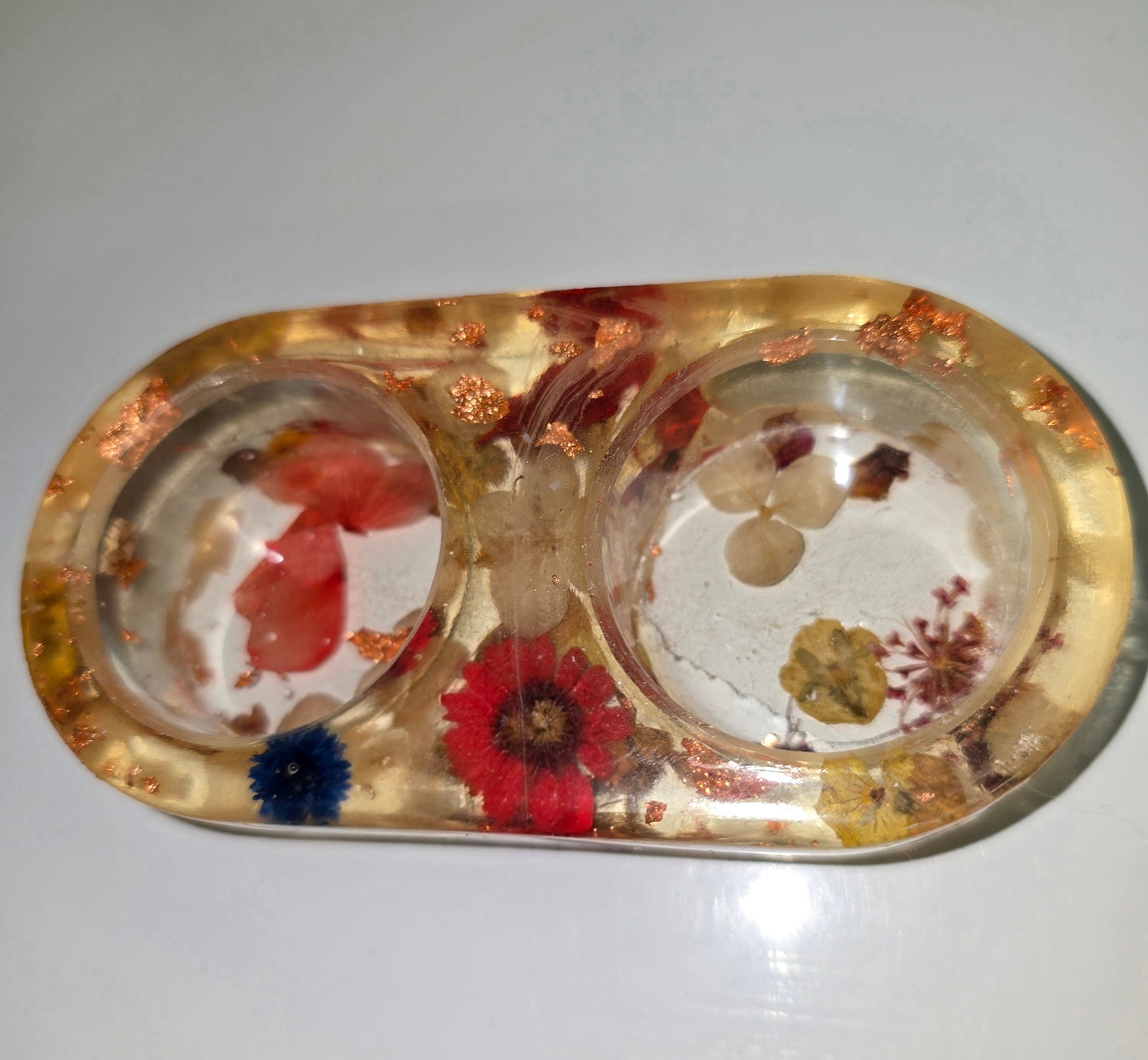 Handmade Double Resin Tealight Holder – Oval Decorative Candle Stand (12 x 6 cm)