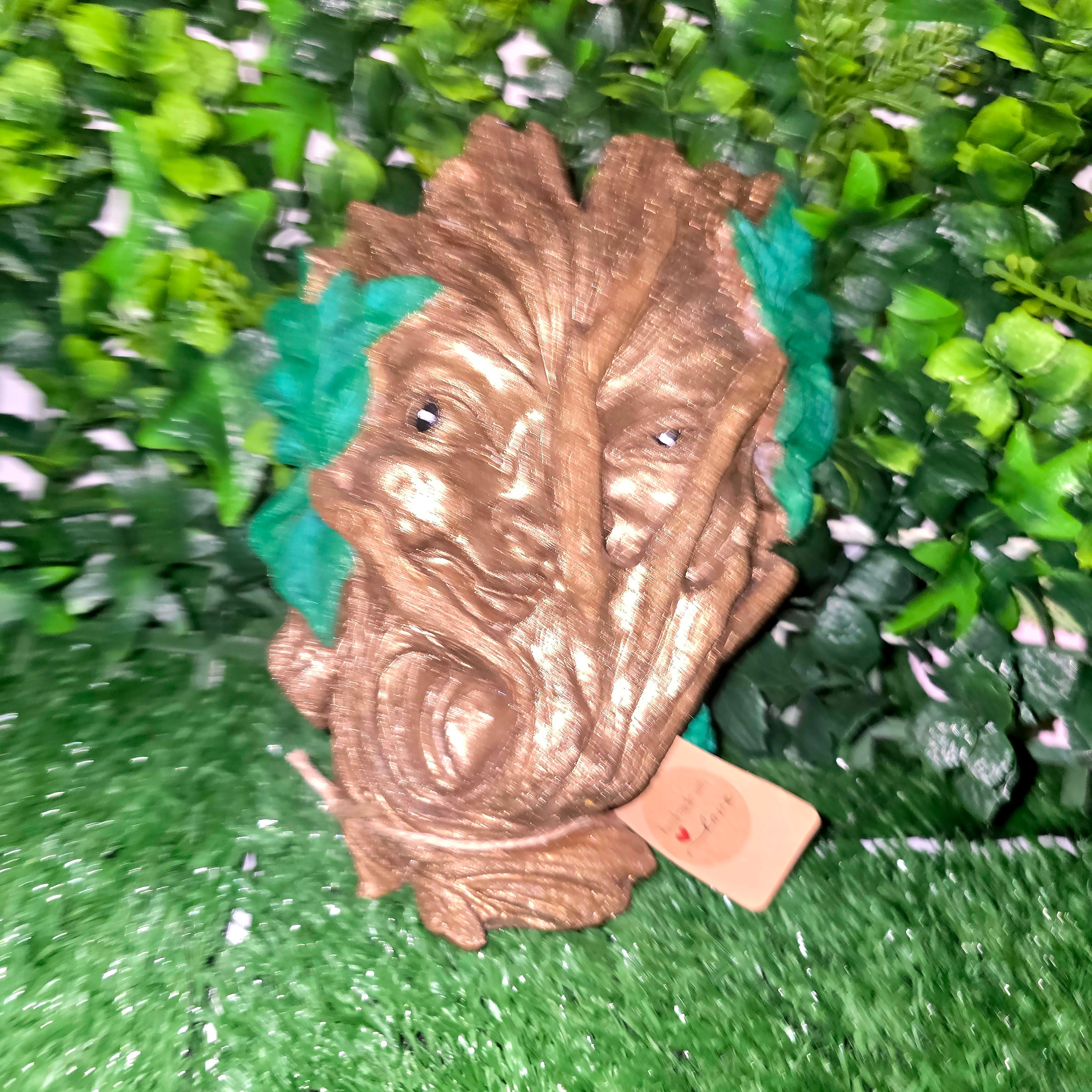 Handmade Tree Bark Face Sculpture – Cement Garden & Home Decor