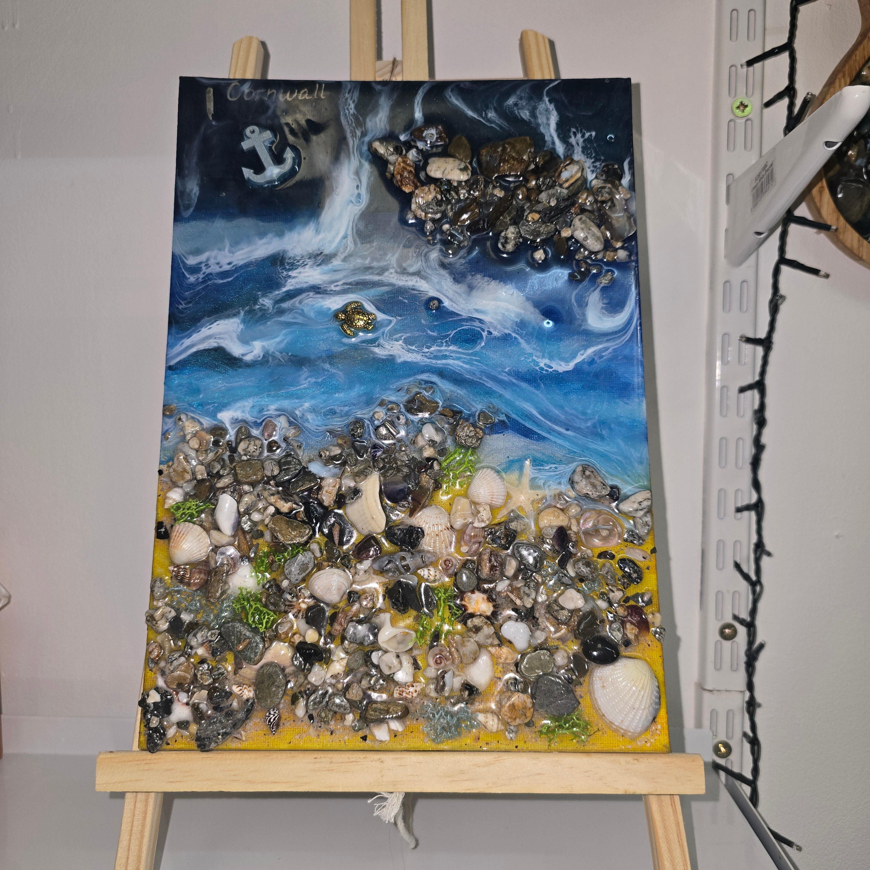 “Cornwall Shore” – Handmade Epoxy Resin Seascape Art