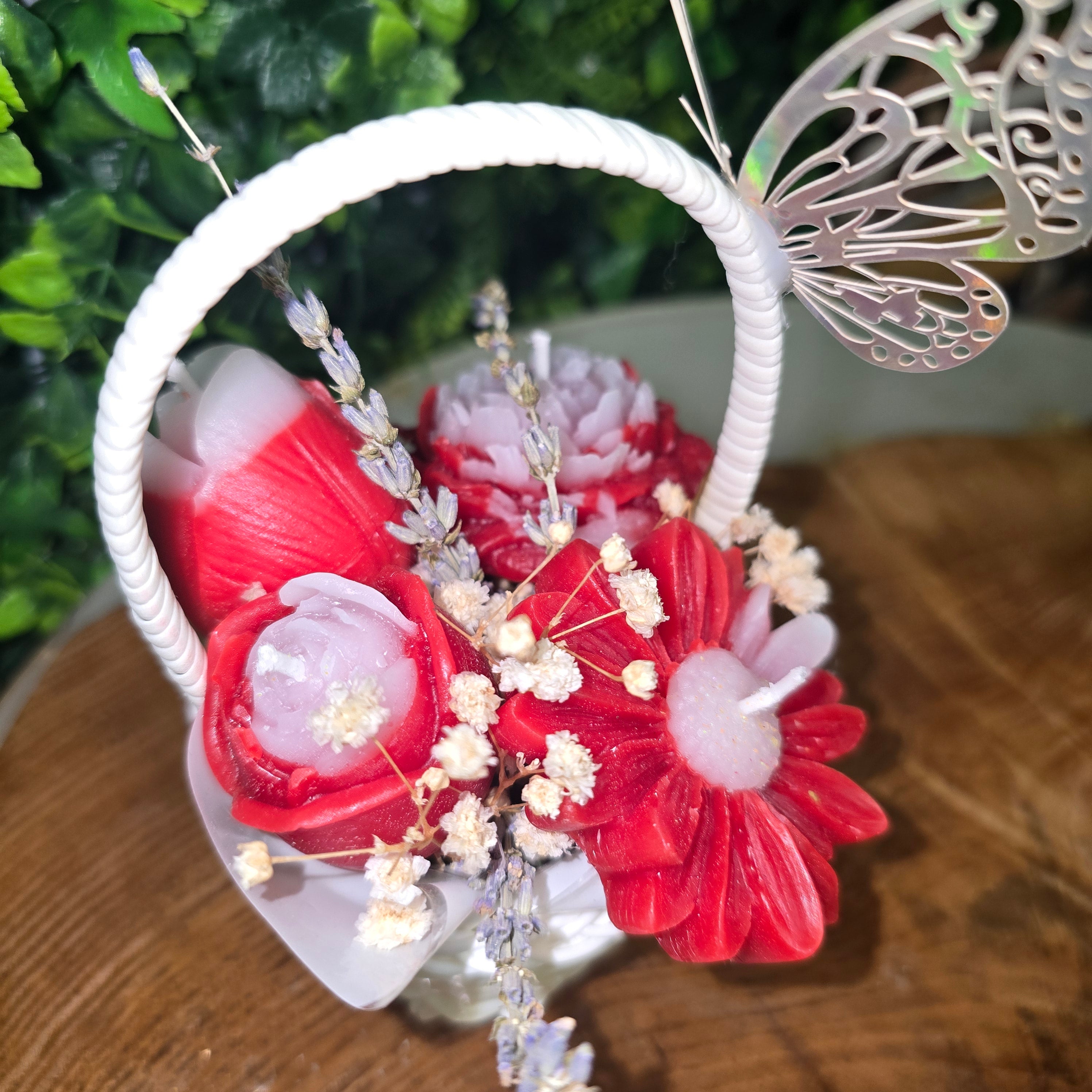 Decorative Flower Candle Basket with Butterfly – Mini Gift Candle