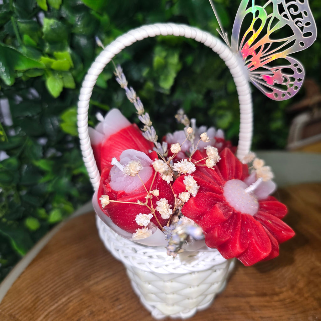 Decorative Flower Candle Basket with Butterfly – Mini Gift Candle