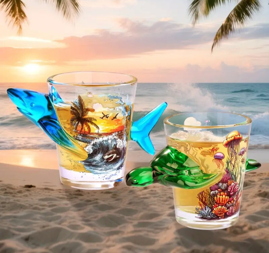 Ocean Series Shot Glass – Shark or Turtle Design