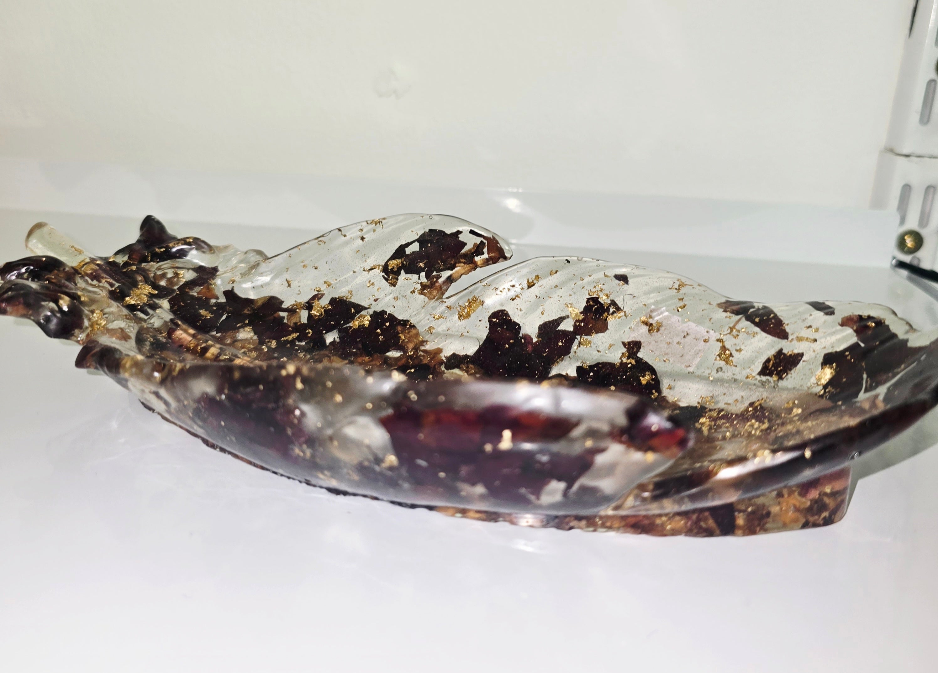 🍁 Handmade Resin Leaf Tray – Jewelry & Key Holder