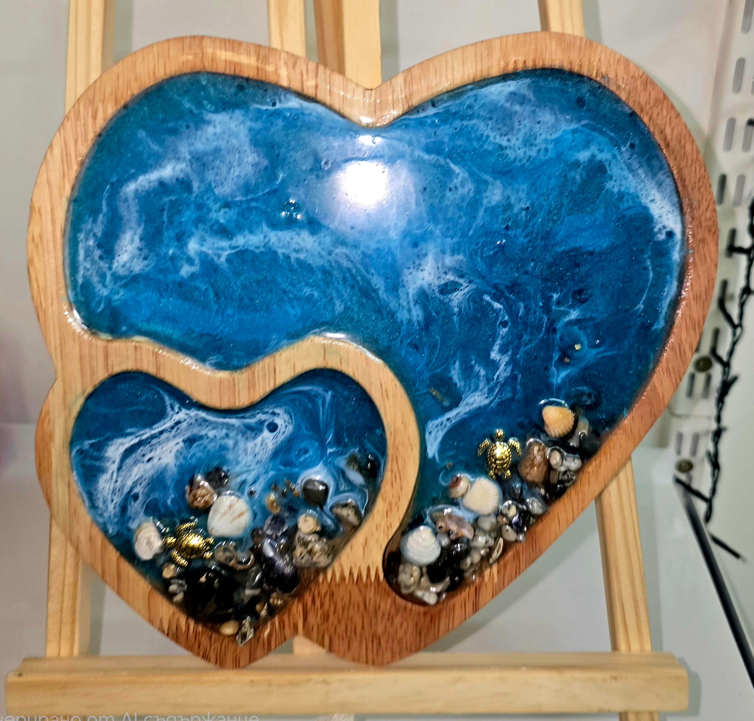 Handmade Heart-Shaped Resin Serving Board – Abstract Decorative Tray (23 × 30 cm)