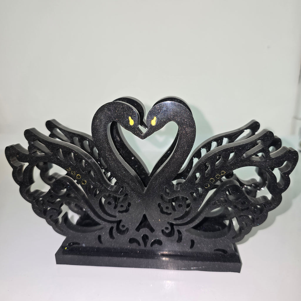 🦢🦢 Decorative Napkin Holder with Two Swans & Heart Design – Elegant Table Decor