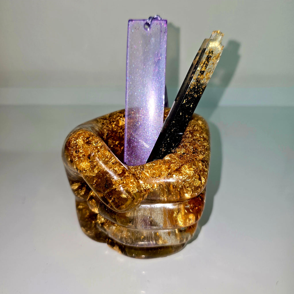 Hand-Shaped Resin Pen Holder – Handmade Desk Organizer