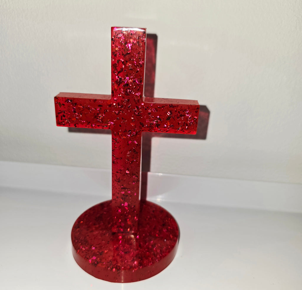 Handmade Epoxy Resin Cross Ornament – Religious Home Decor (13 cm)