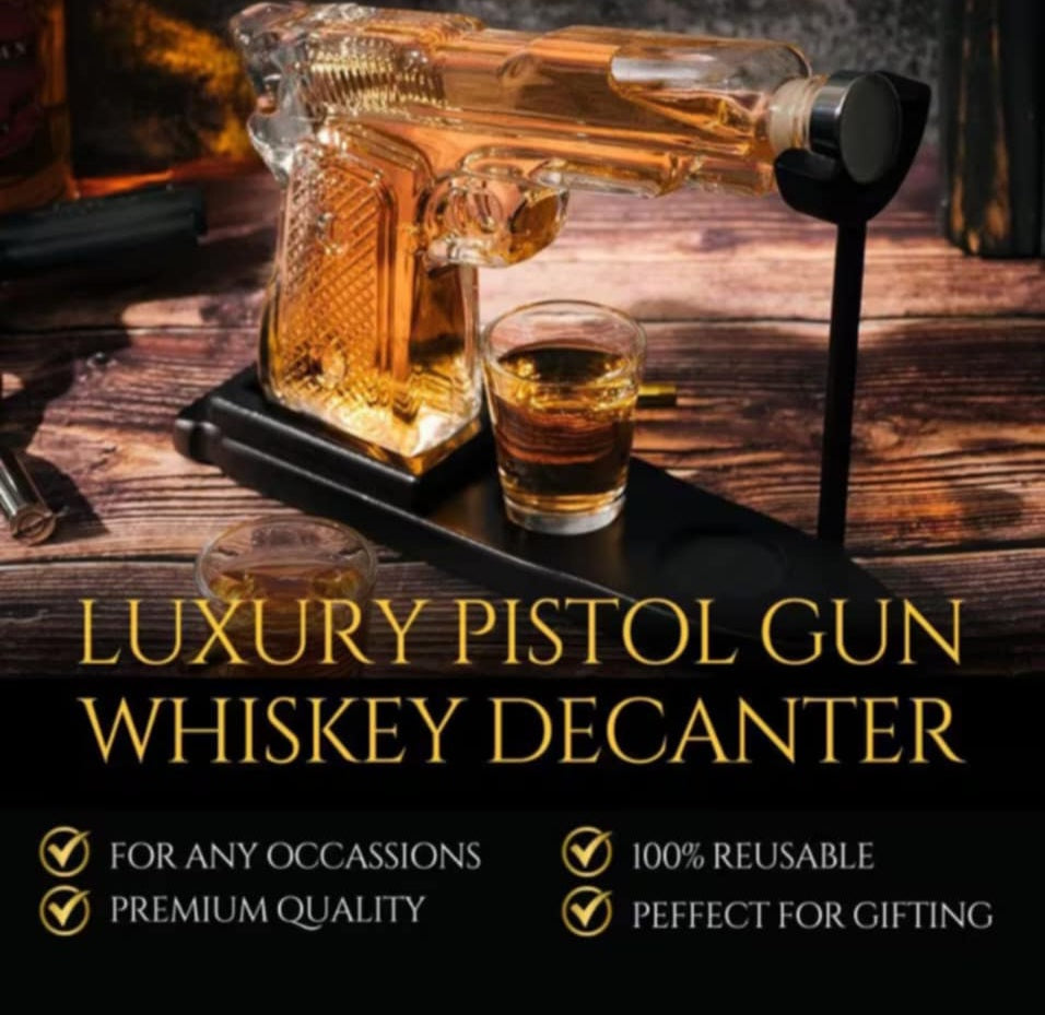 Luxury Gun-Shaped Whiskey Decanter Set with Bullet Shot Glasses