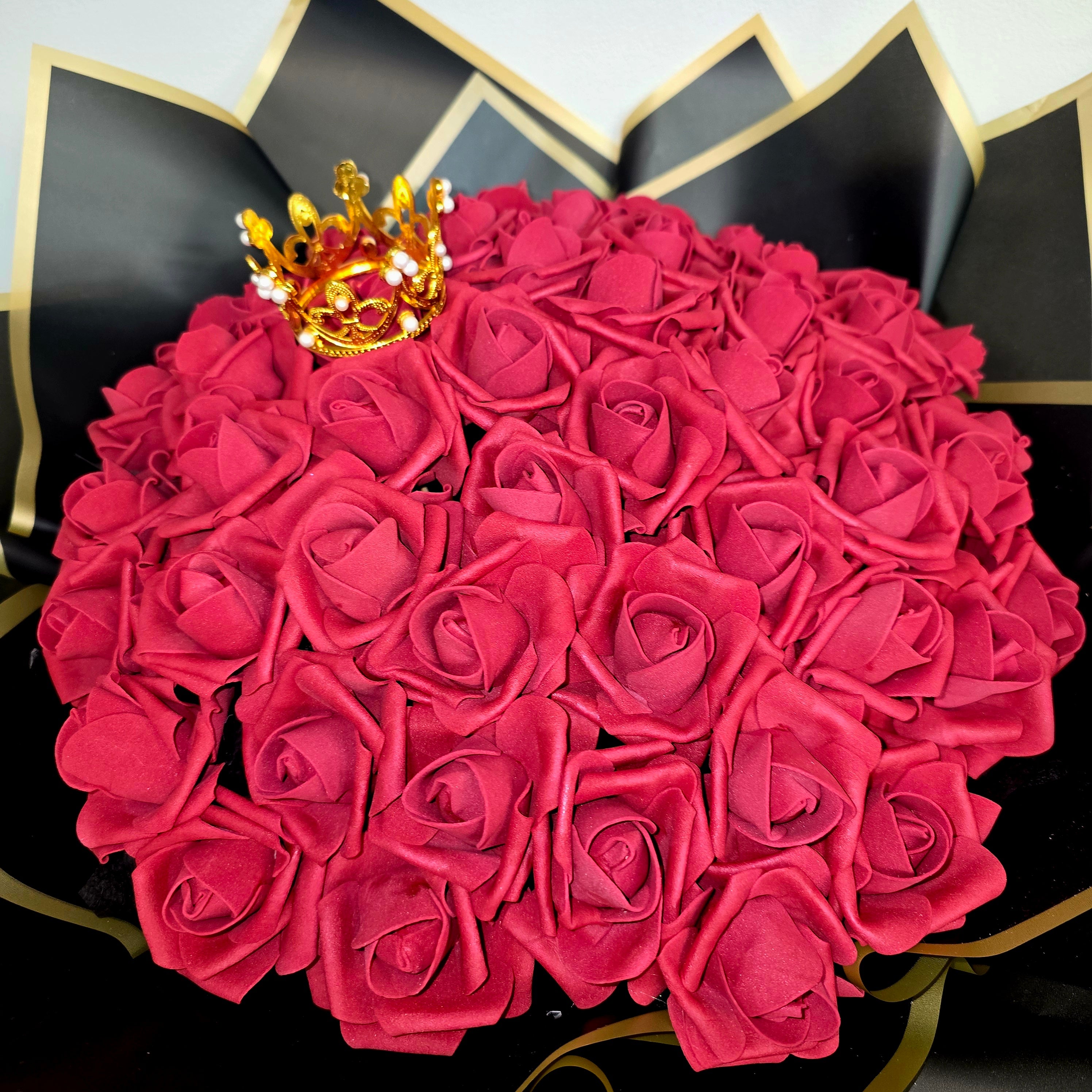 Luxury Eternal Roses Bouquet – 51 Forever Roses with Crown | Handcrafted Gift