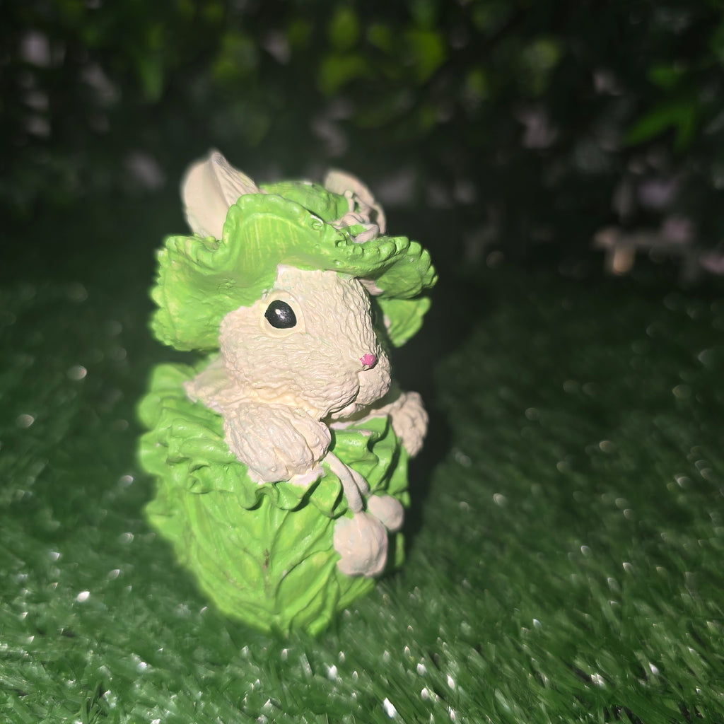 Handmade Bunny in Cabbage Figurine – Cute Garden & Home Decor