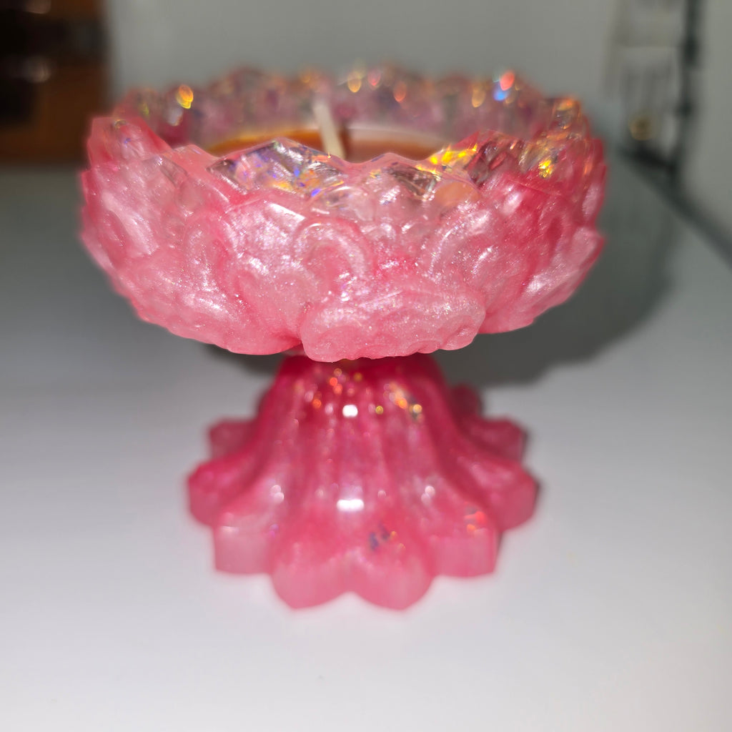 Handmade Resin Tealight Holder – Small Decorative Candle Base (7 × 7 cm.)