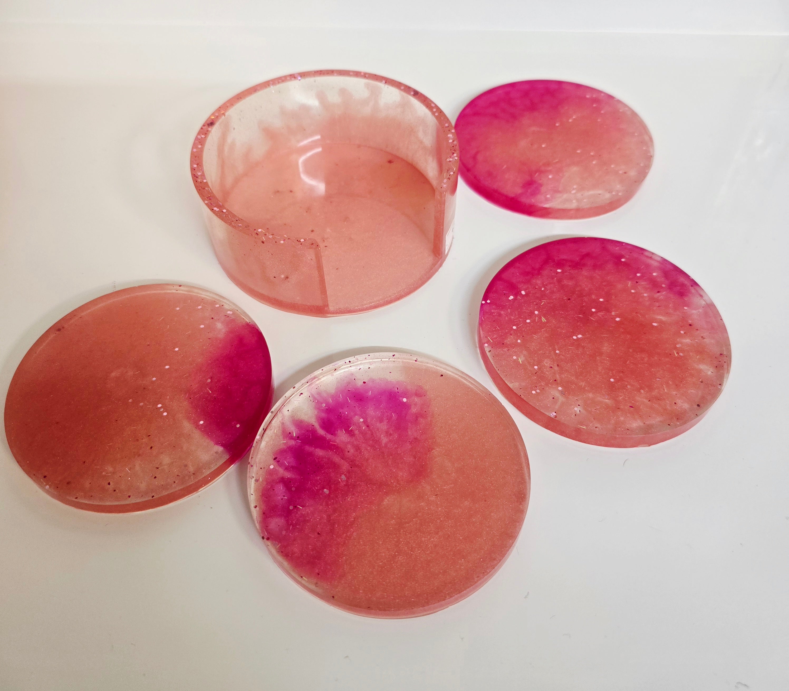 Handmade Resin Coaster Set with Storage Box – 10 cm Round Coasters