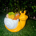 Handmade Cement Snail Planter with Natural Scandinavian Moss