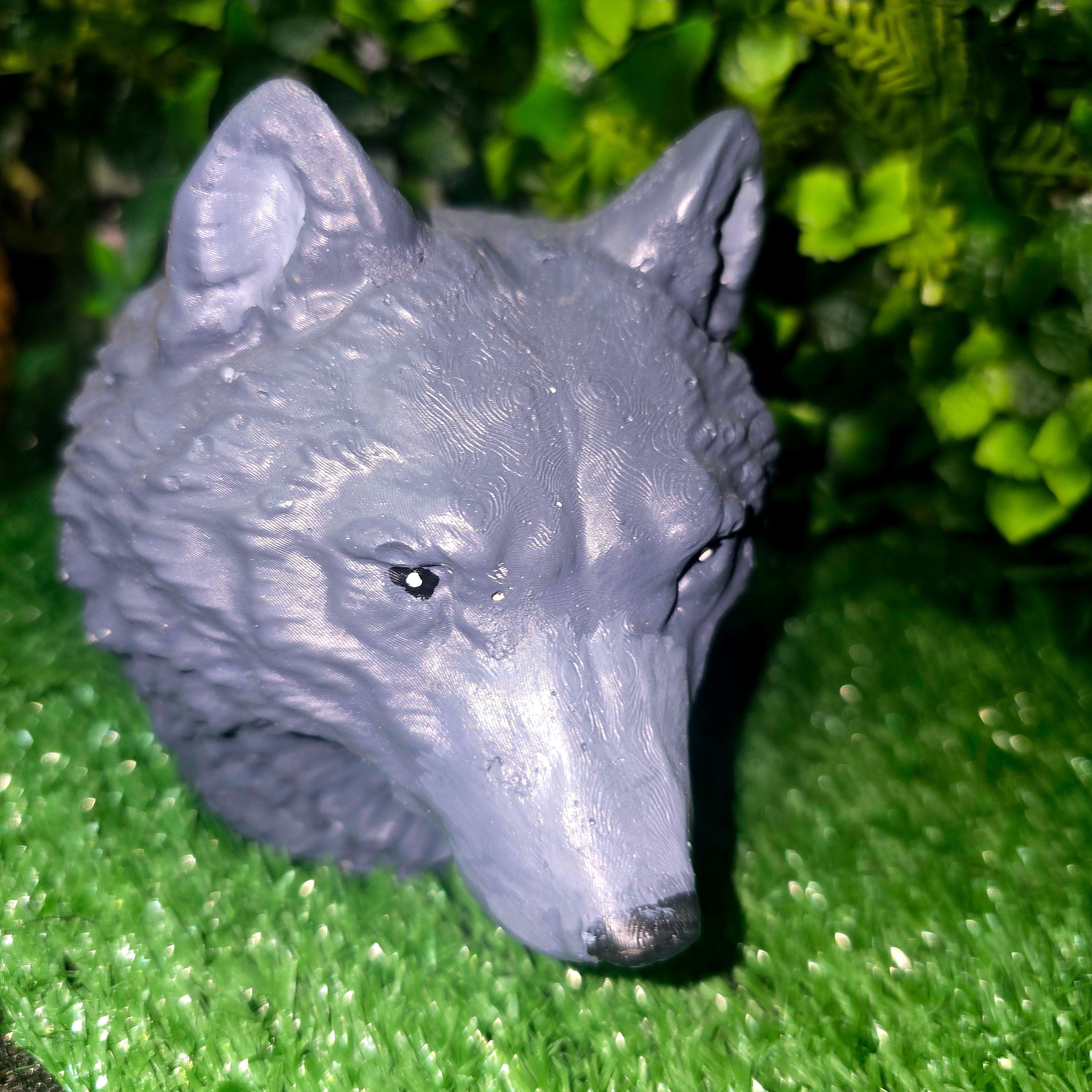 Handmade Concrete Wolf Head Garden Ornament