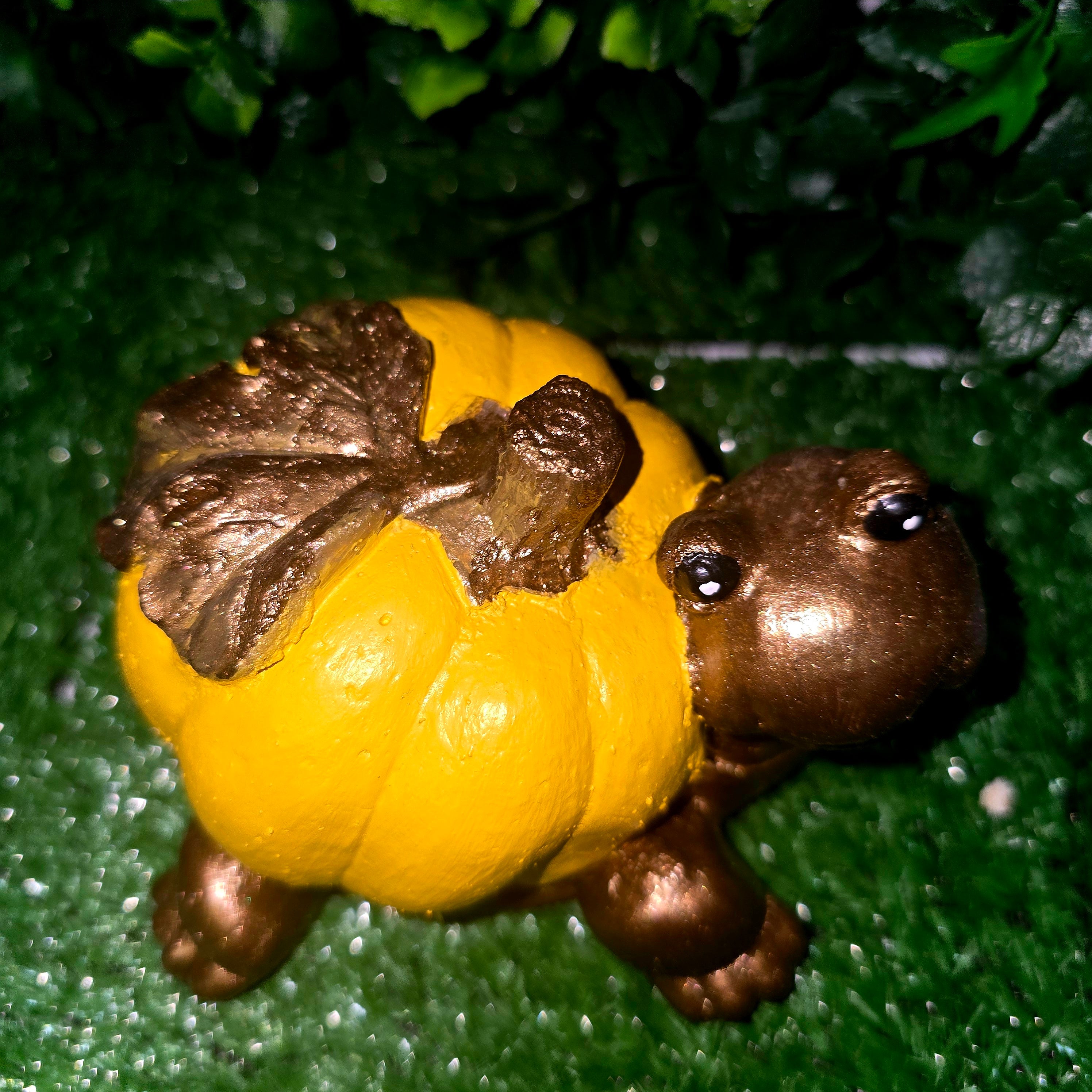 Handmade Cement Turtle with Pumpkin – Decorative Garden & Home Ornament