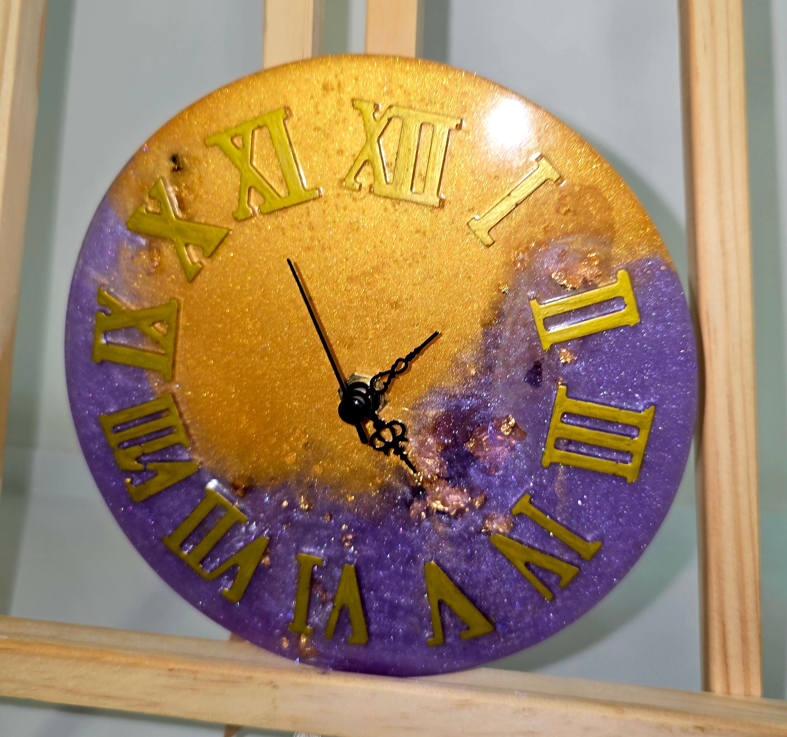 Handmade Epoxy Resin Wall Clock with Roman Numerals        15 cm.