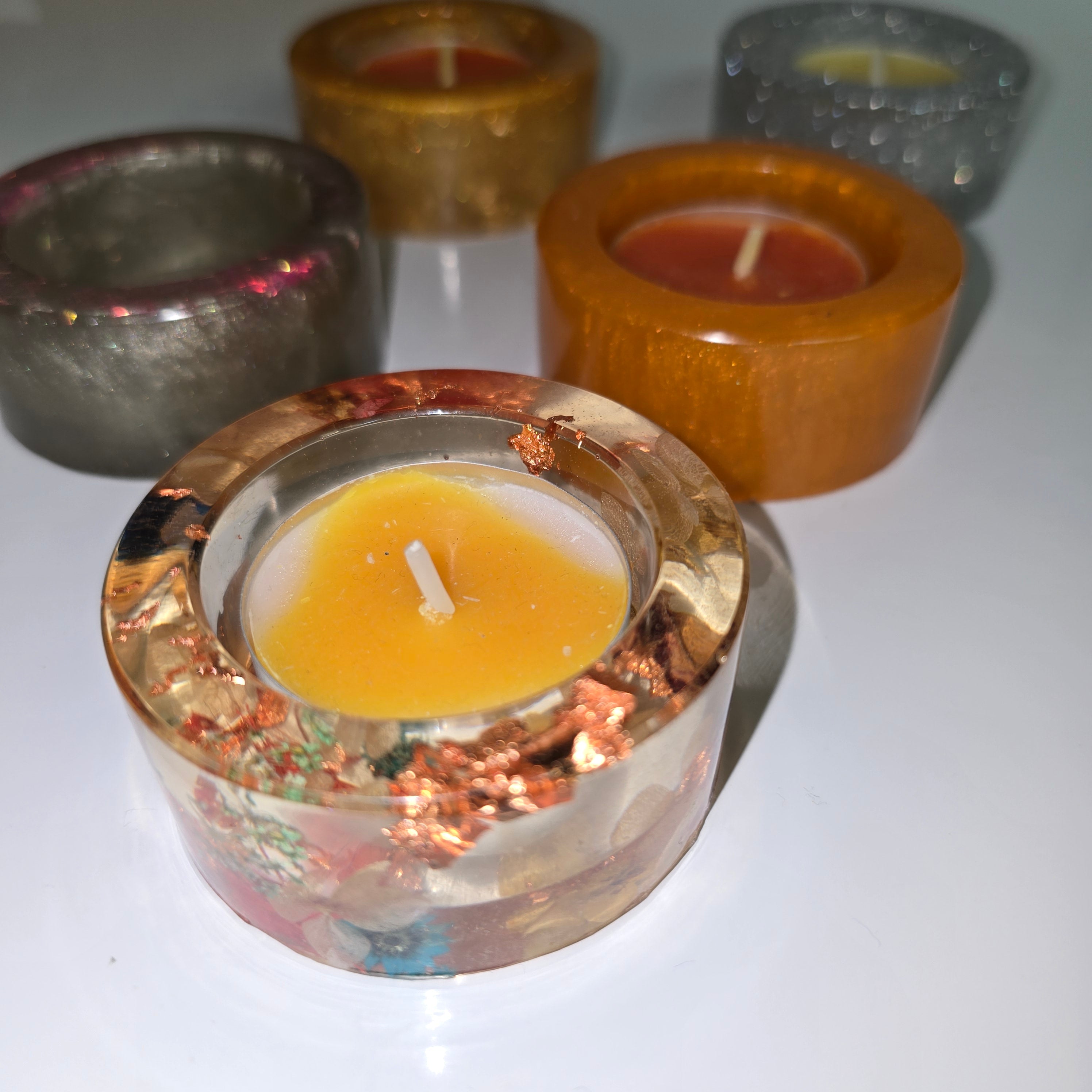Handmade Resin Tealight Holder – Small Decorative Candle Base (6 cm)