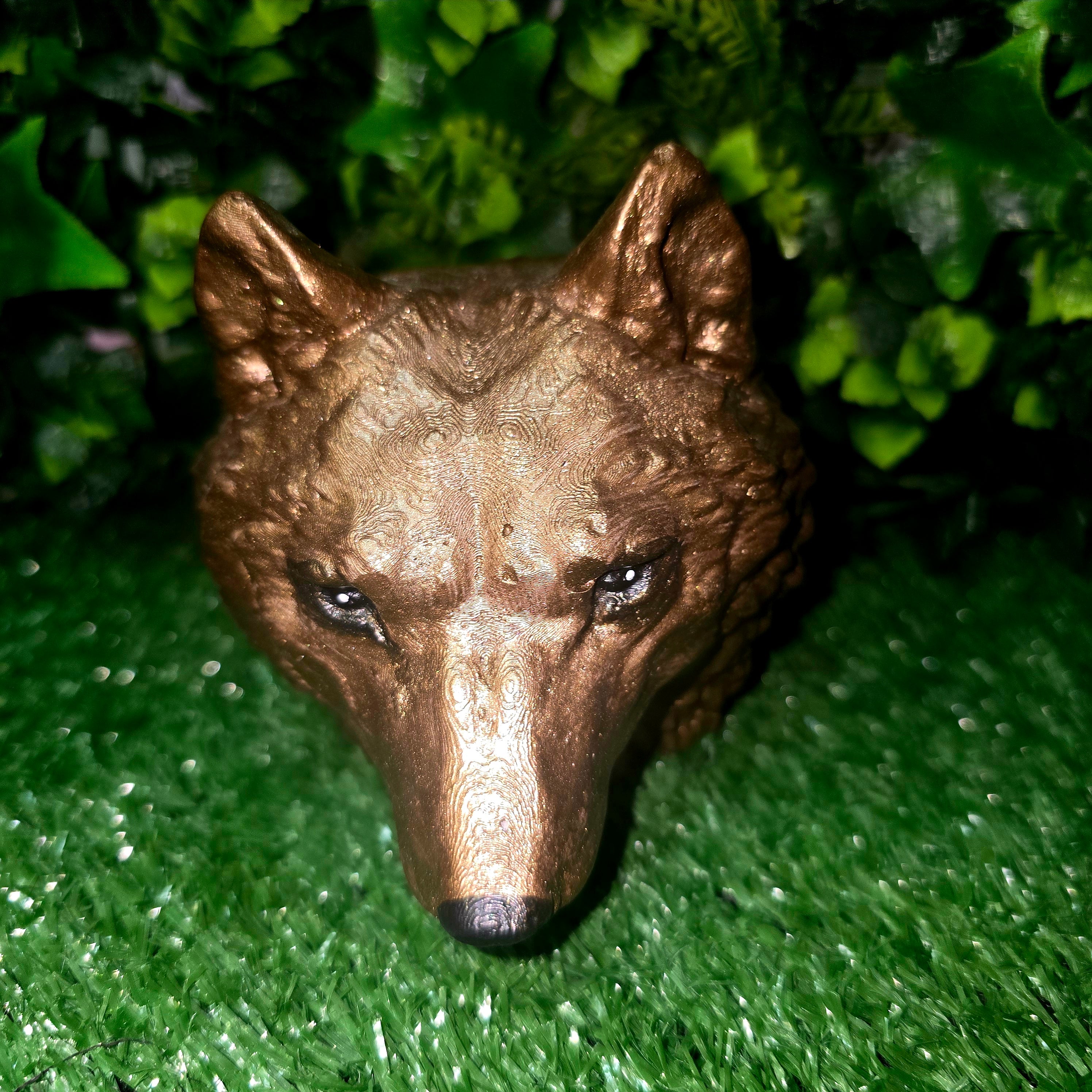 Handmade Concrete Wolf Head Garden Ornament
