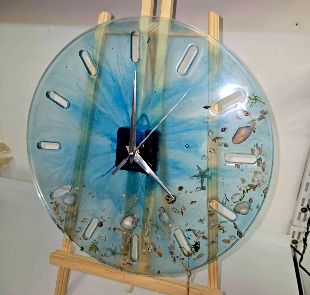 Handmade Epoxy Resin Wall Clock – Ocean Theme