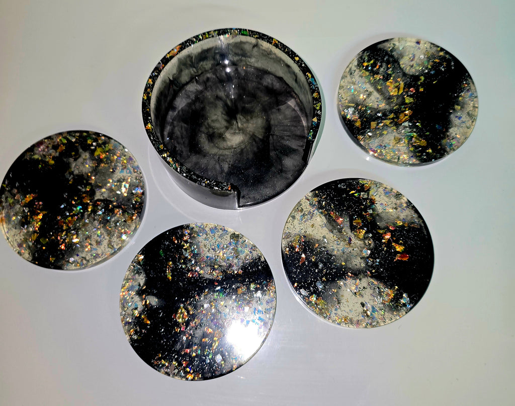 Handmade Resin Coaster Set with Storage Box – 10 cm Round Coasters