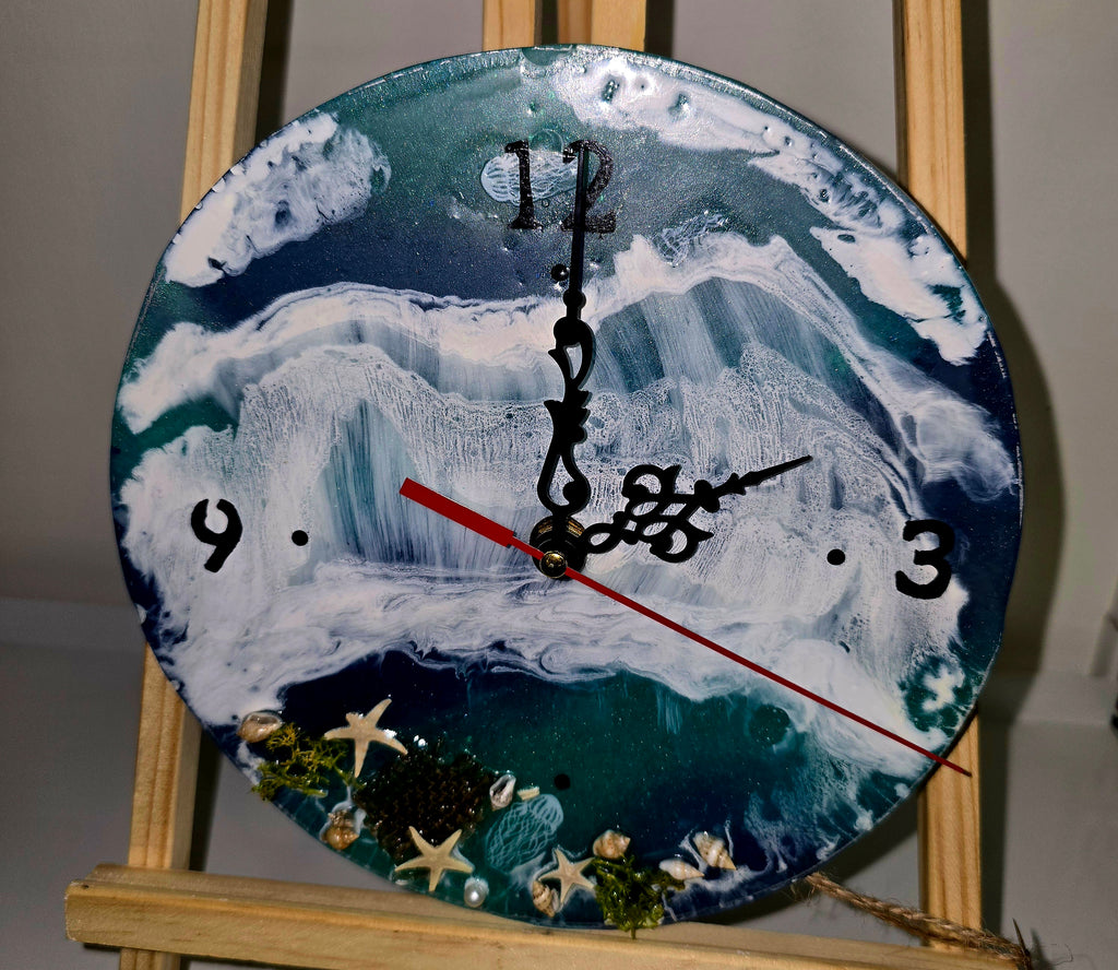 Handmade Epoxy Resin Wall Clock – Ocean Theme