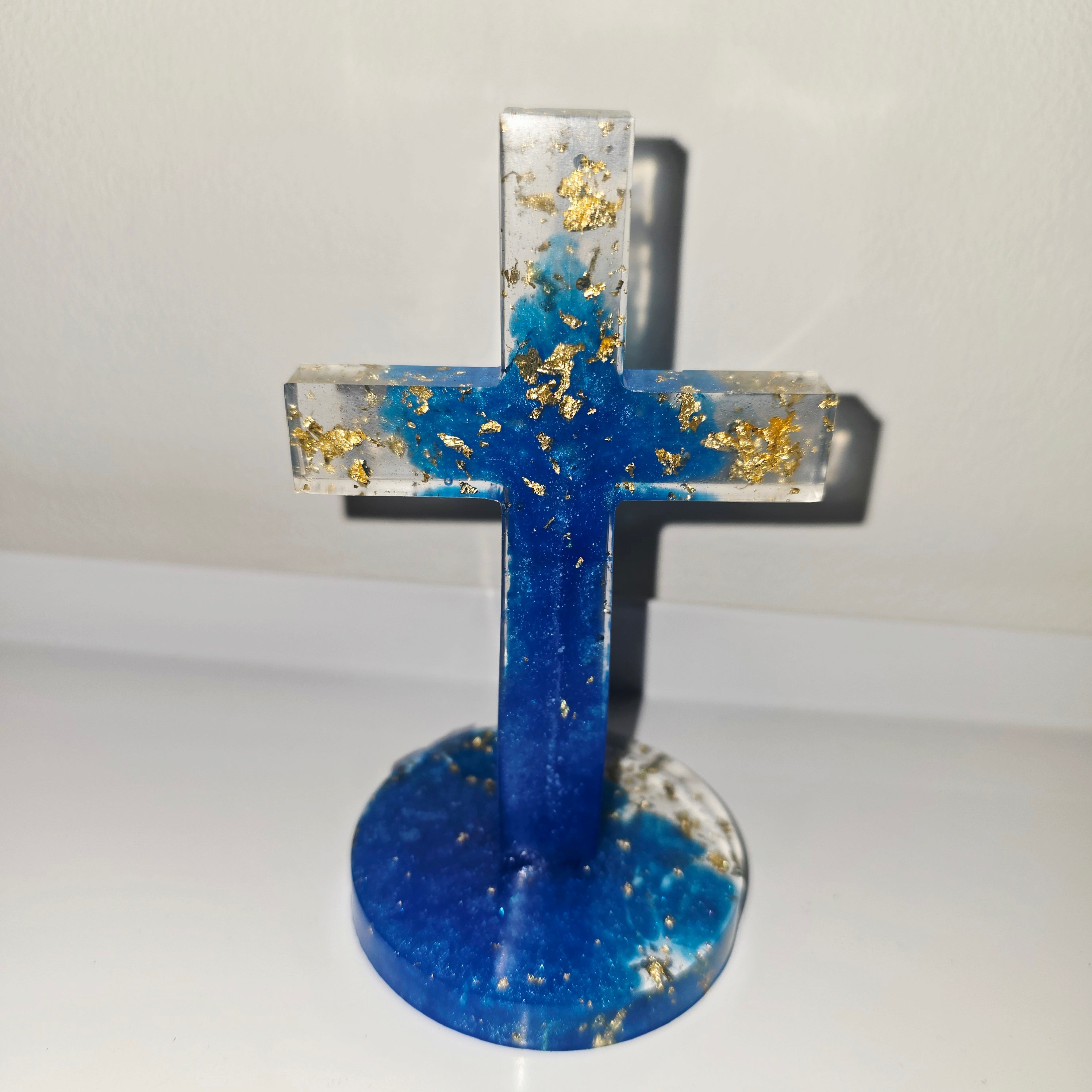 Handmade Epoxy Resin Cross Ornament – Religious Home Decor (13 cm)