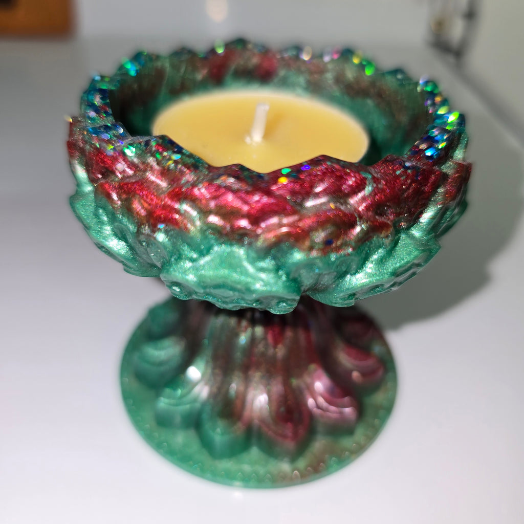 Handmade Resin Tealight Holder – Small Decorative Candle Base (7 × 7 cm.)