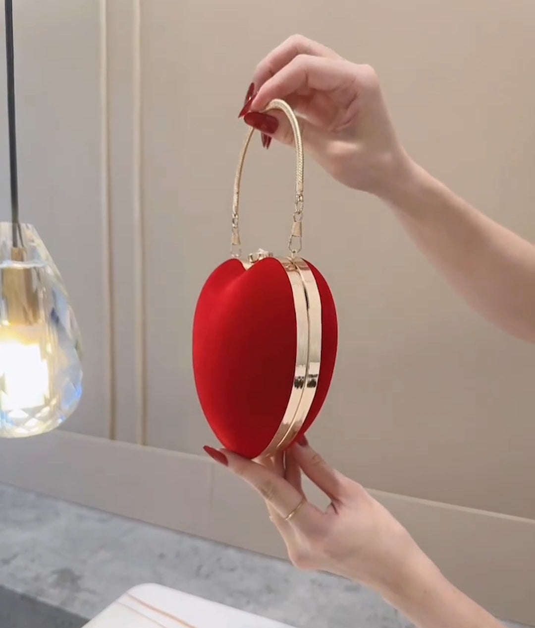 Heart-Shaped Evening Bag with Chain Strap