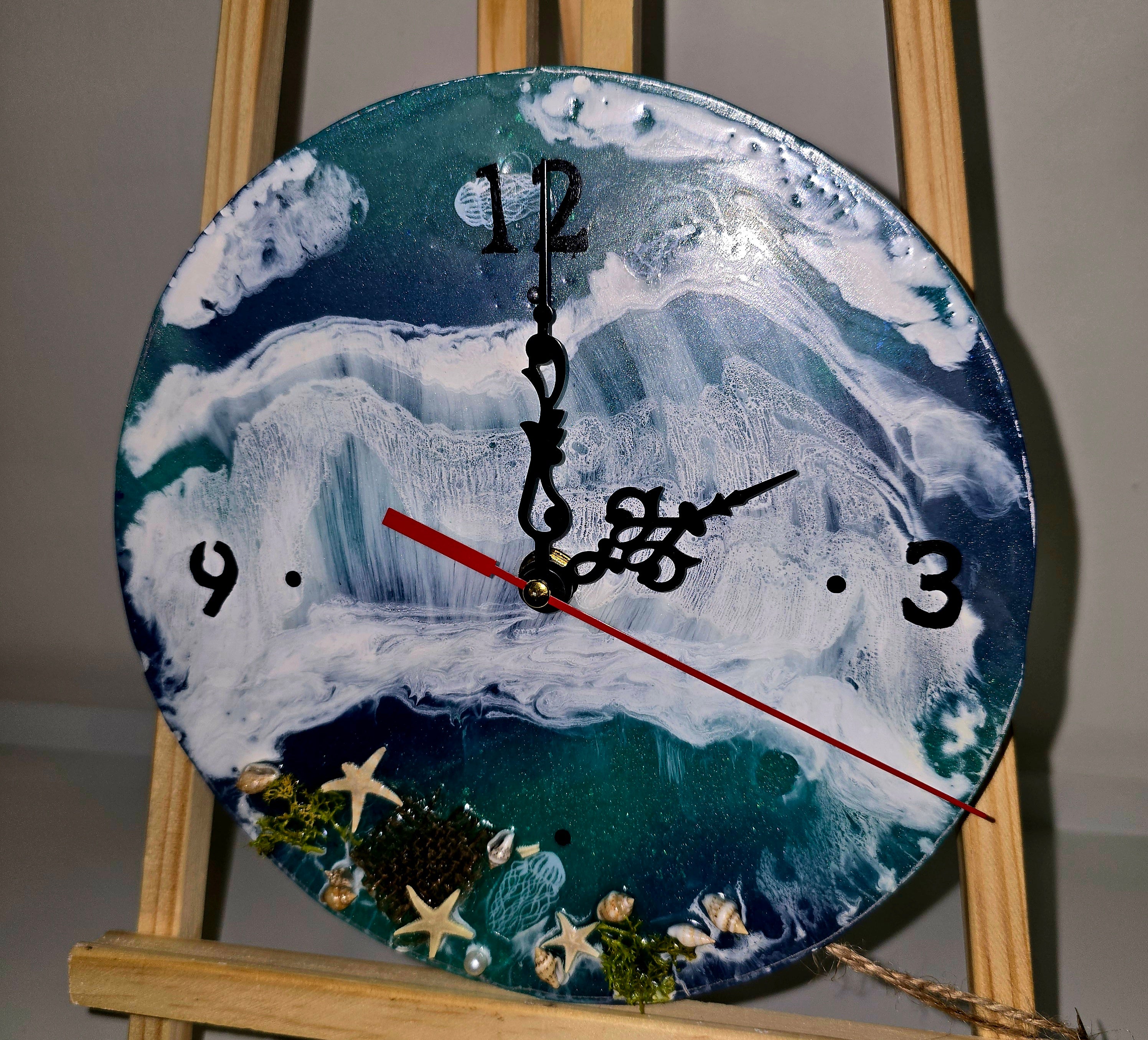 Handmade Epoxy Resin Wall Clock – Ocean Theme