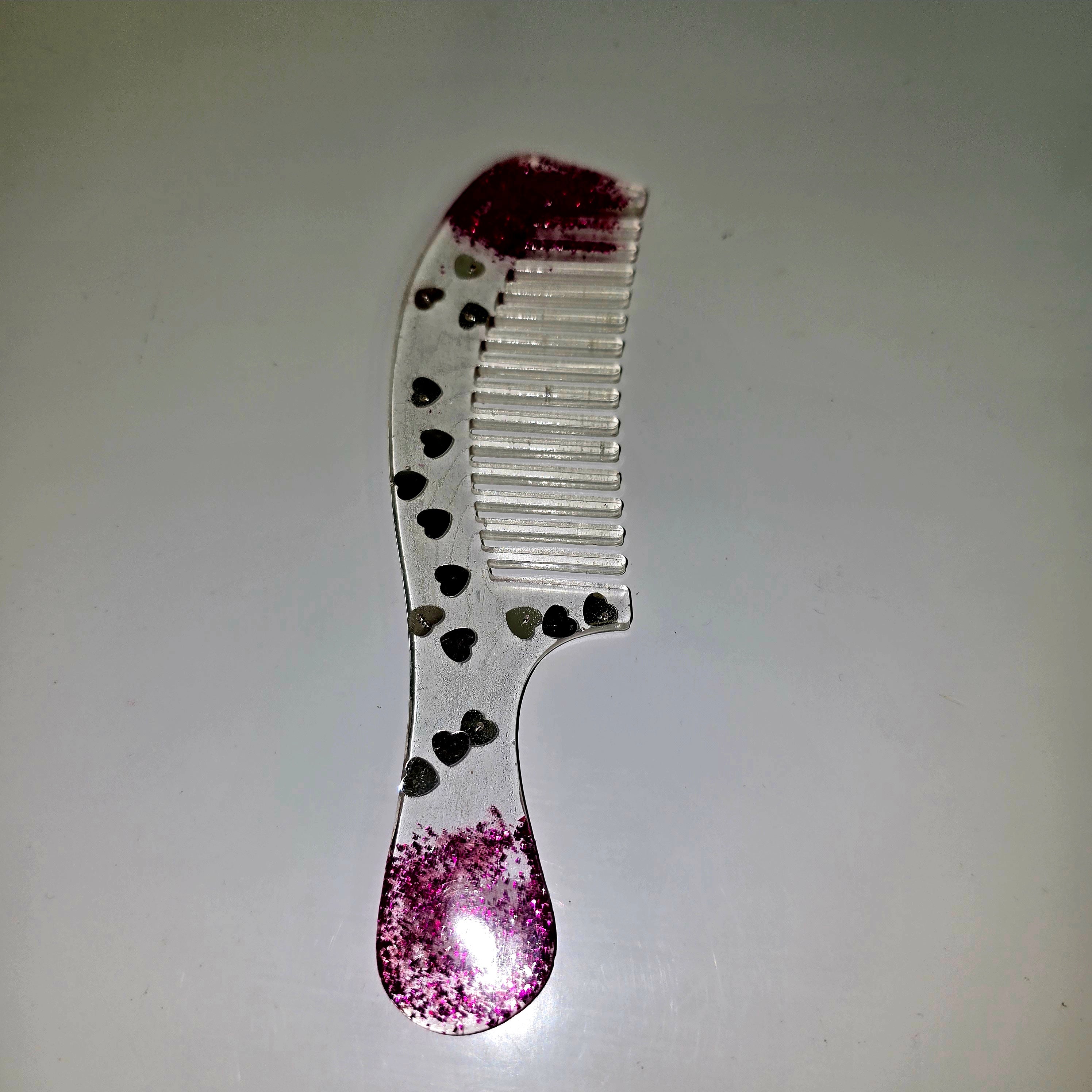Handmade Epoxy Resin Hair Comb – Unique Floral & Color Designs