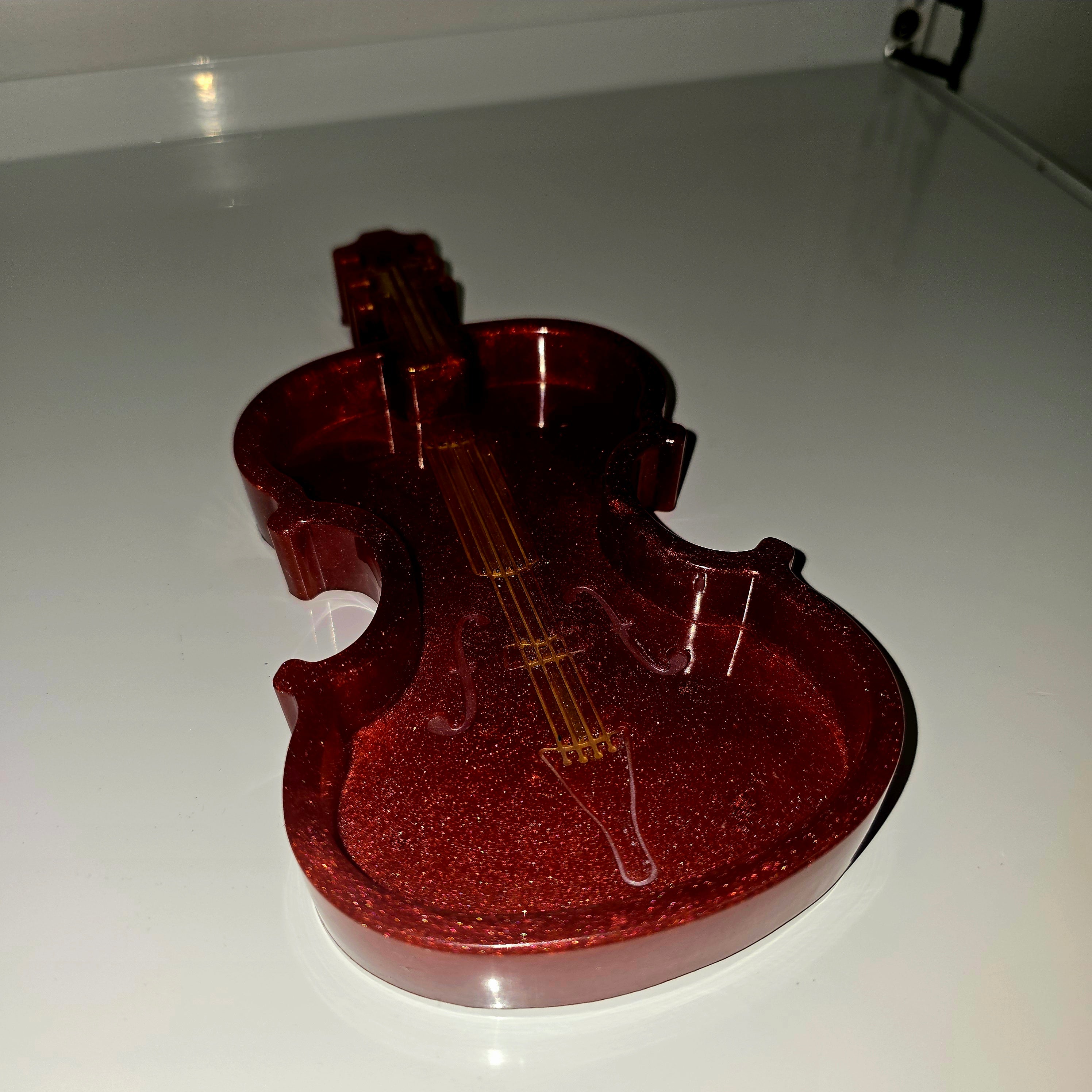 Handmade Resin Jewellery Tray – Violin Shape | Music Lover Gift