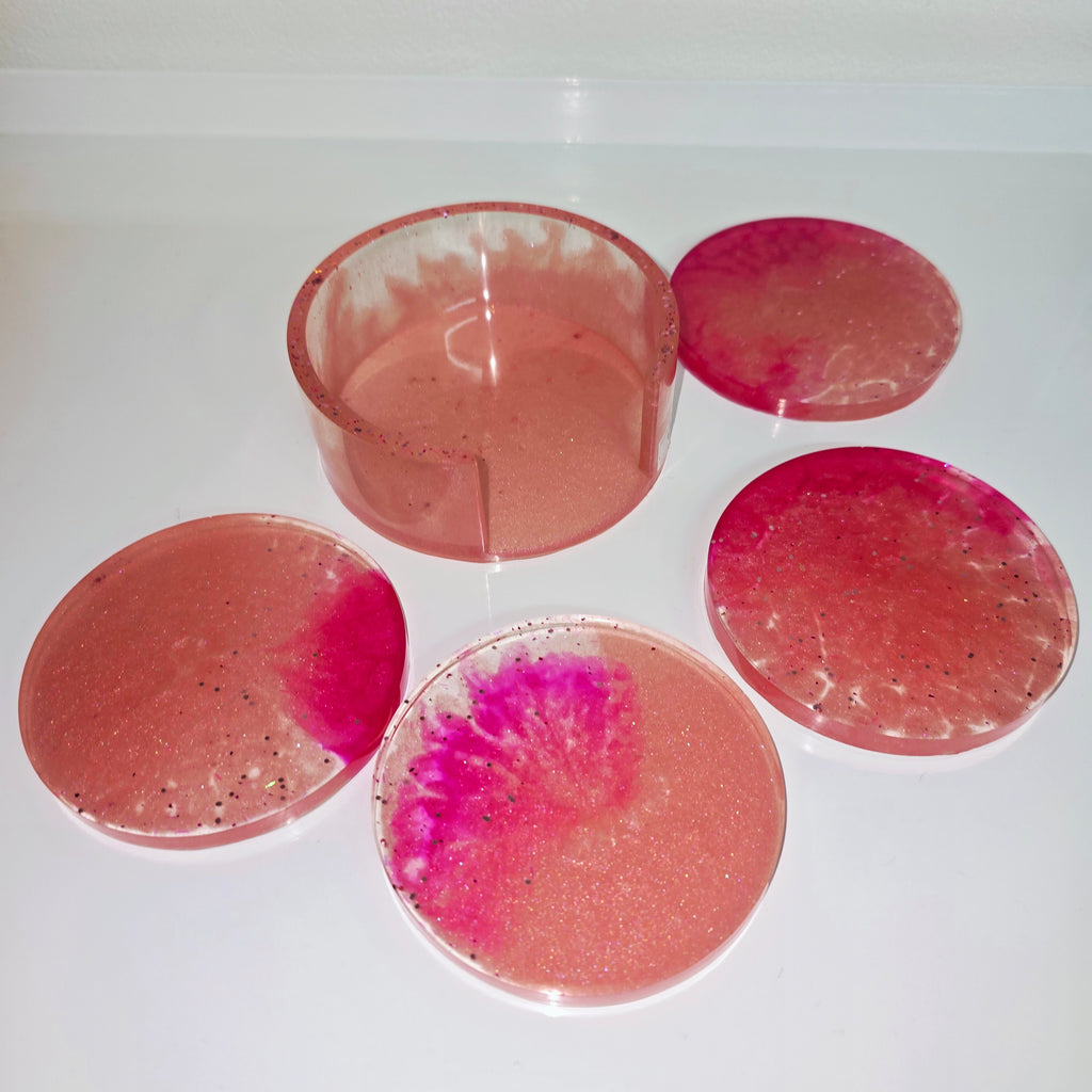 Handmade Resin Coaster Set with Storage Box – 10 cm Round Coasters