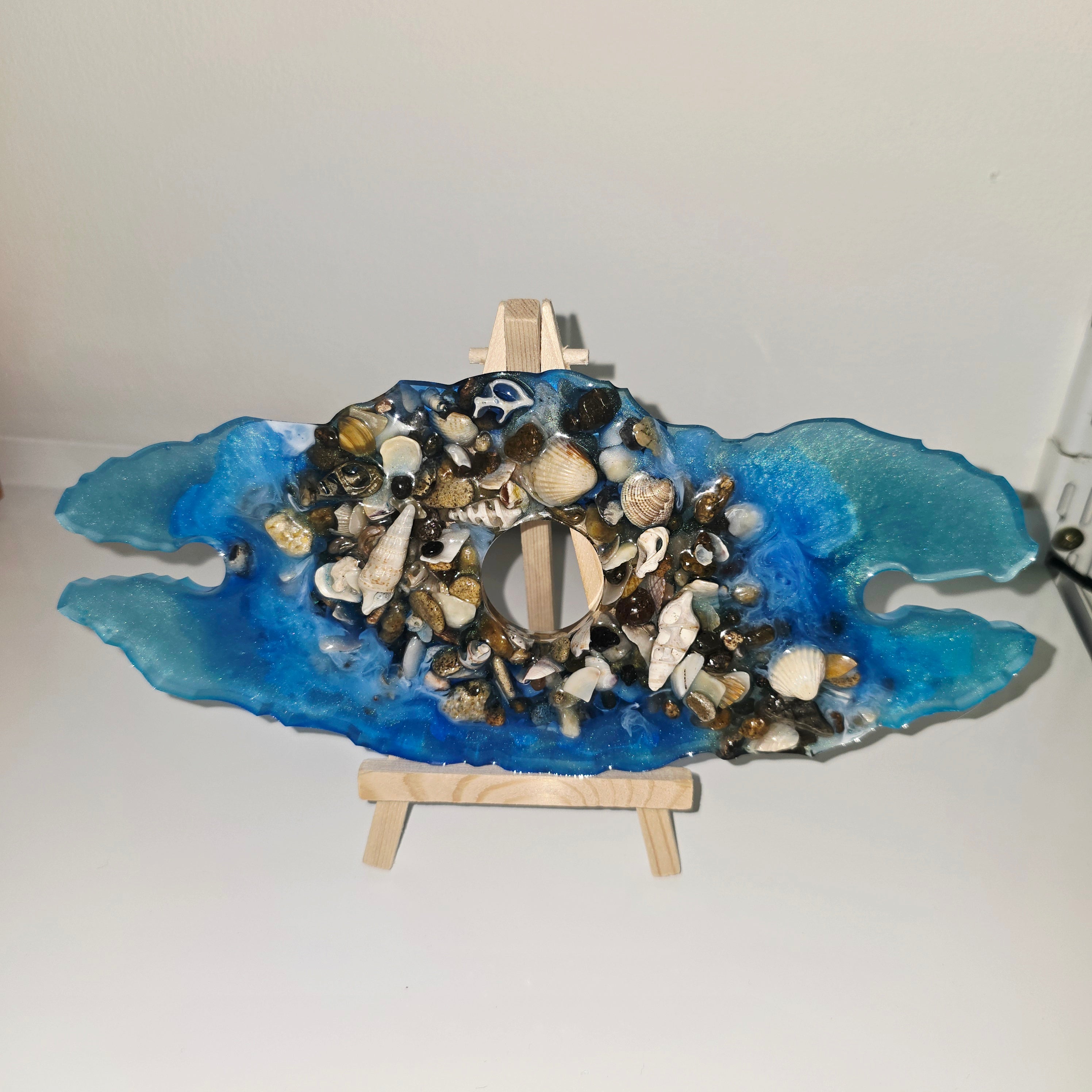 Handmade Epoxy Resin Wine Bottle & Glass Holder – Unique Resin Art Stand (25 × 10.5 cm)