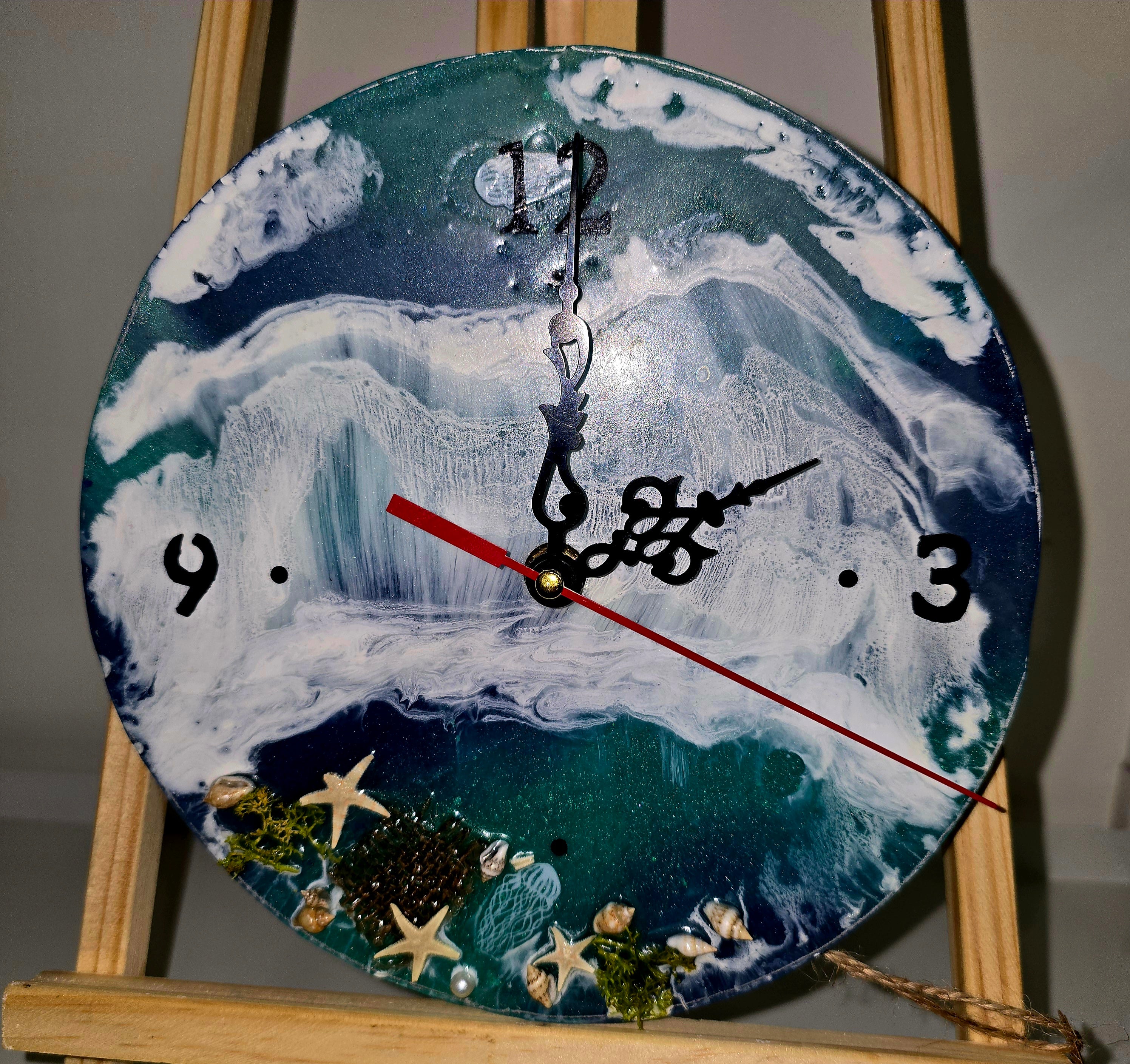 Handmade Epoxy Resin Wall Clock – Ocean Theme