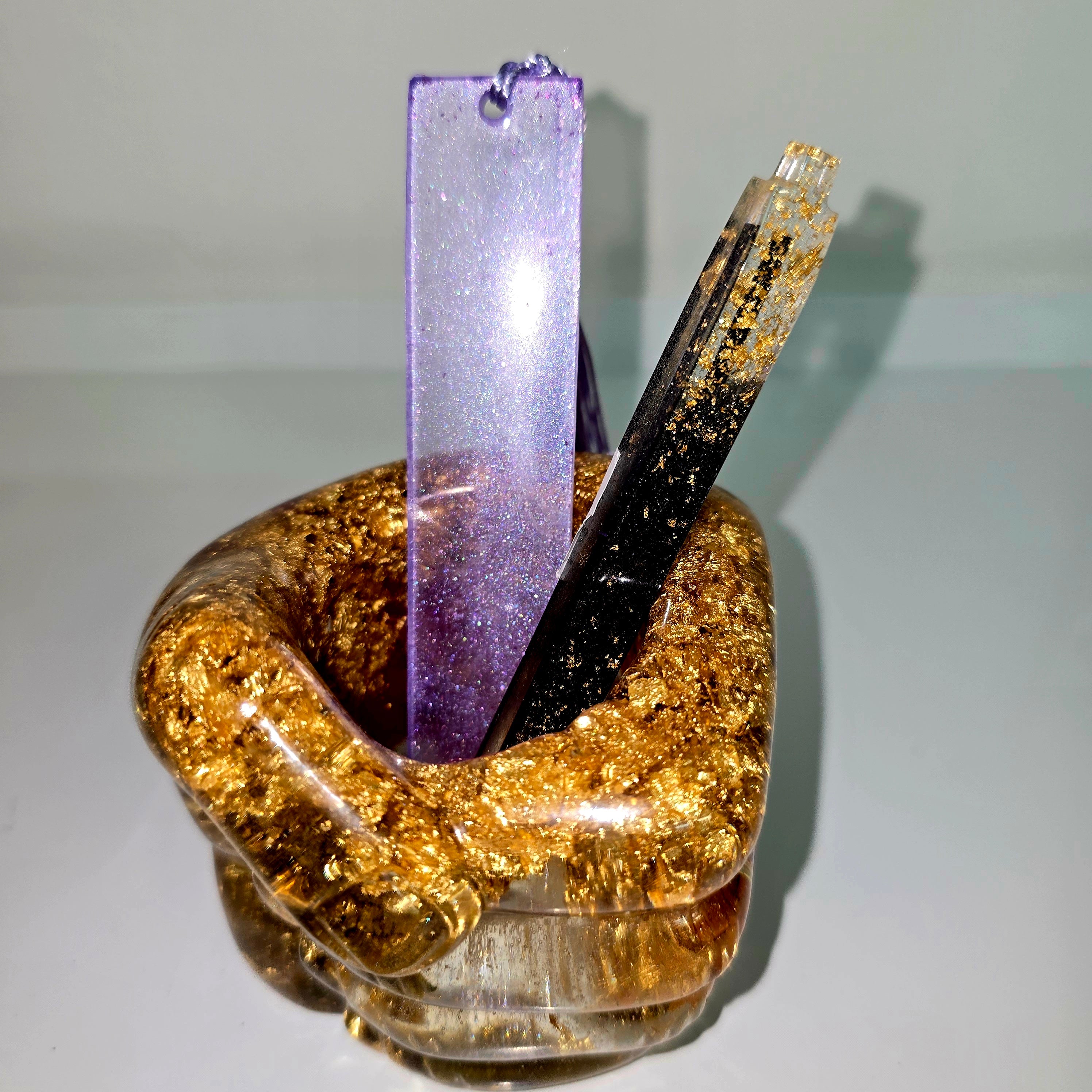 Hand-Shaped Resin Pen Holder – Handmade Desk Organizer
