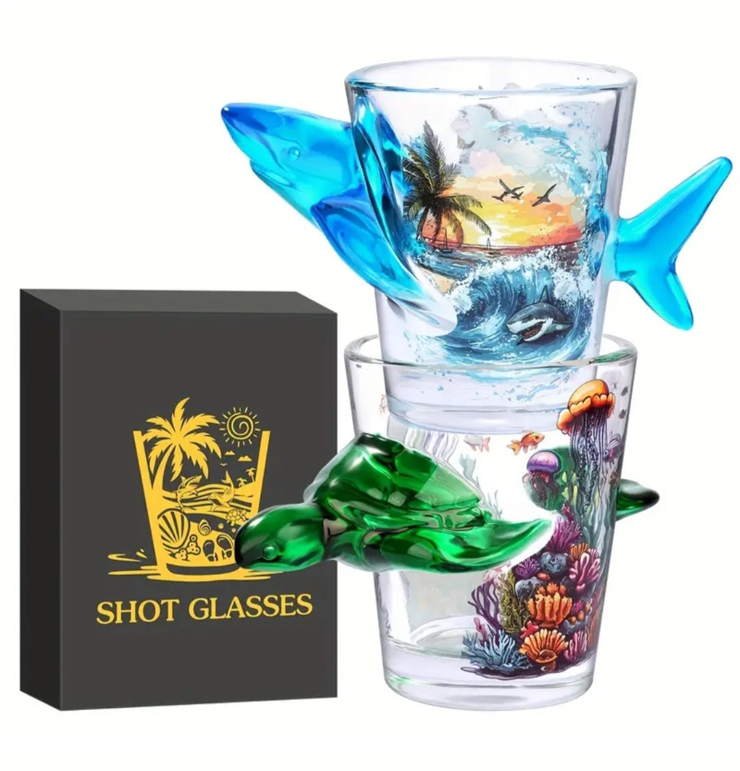 Ocean Series Shot Glass – Shark or Turtle Design
