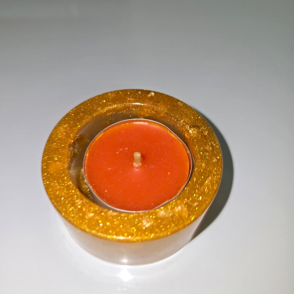 Handmade Resin Tealight Holder – Small Decorative Candle Base (6 cm)