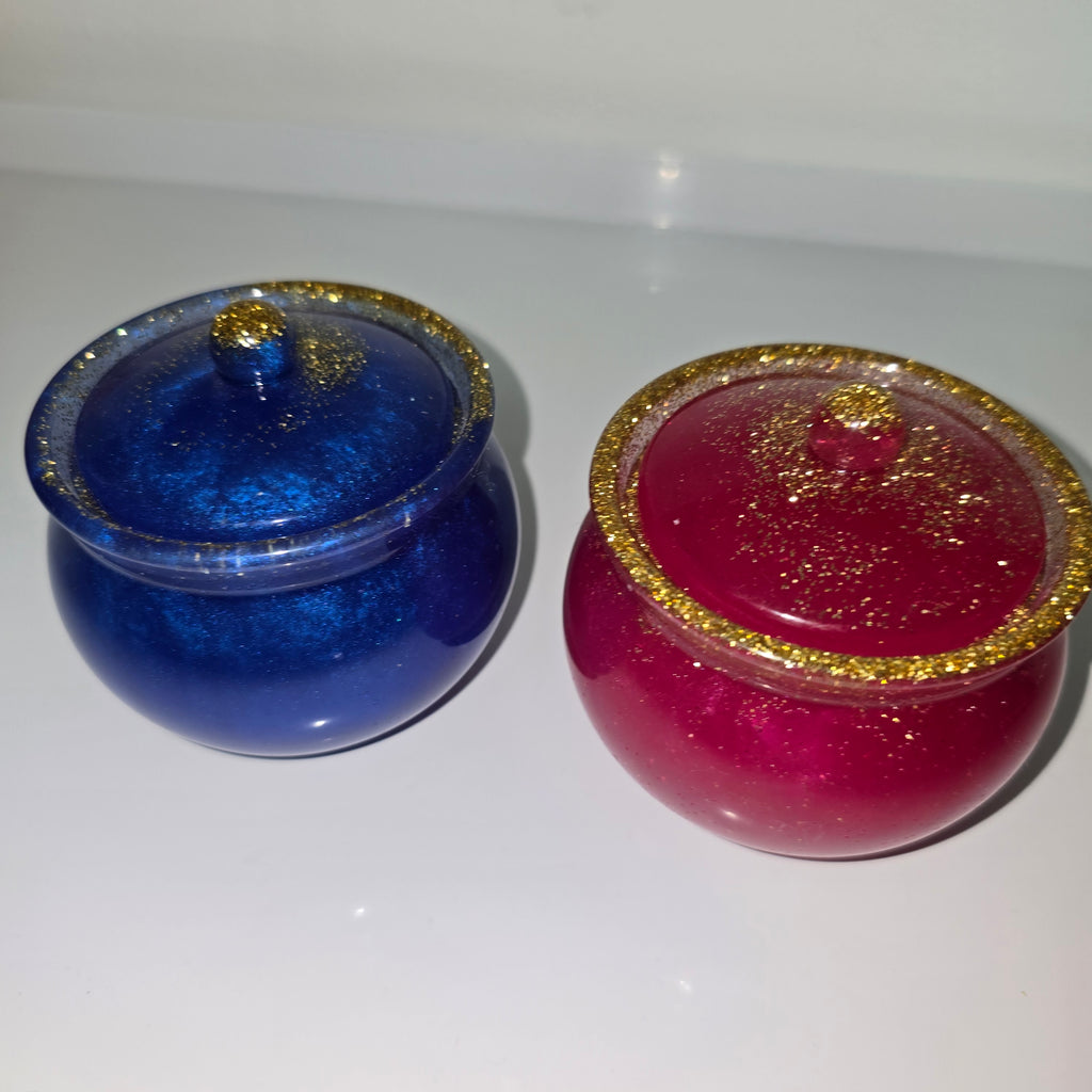 Handmade Decorative Resin Jar with Gold Accents