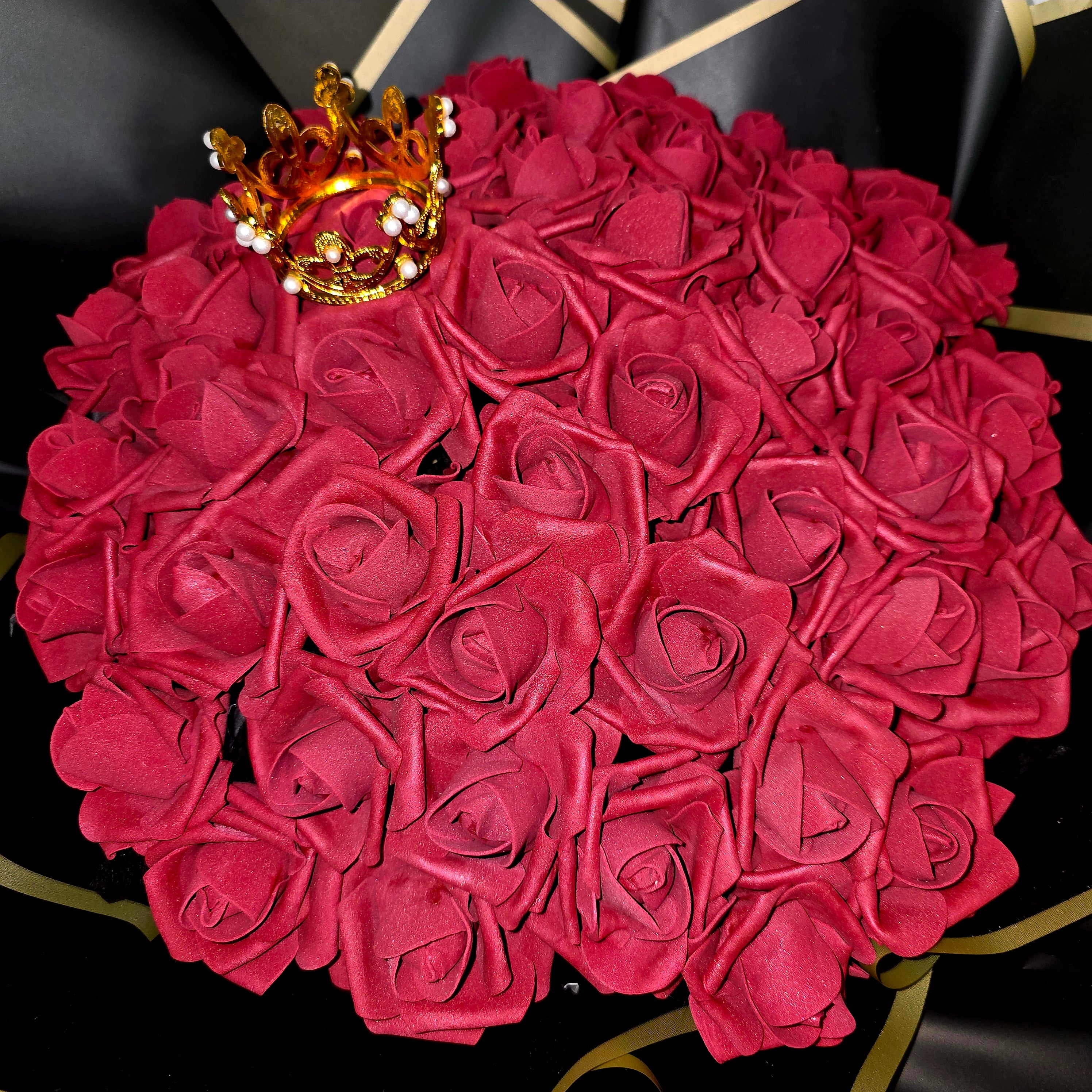 Luxury Eternal Roses Bouquet – 51 Forever Roses with Crown | Handcrafted Gift