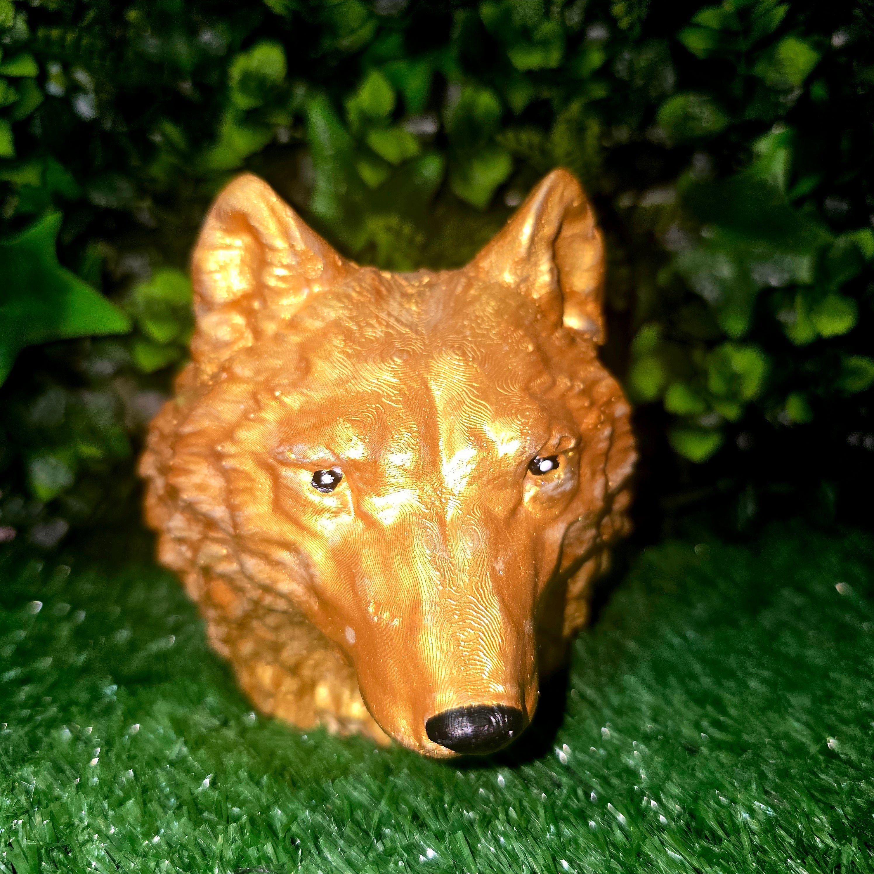 Handmade Concrete Wolf Head Garden Ornament