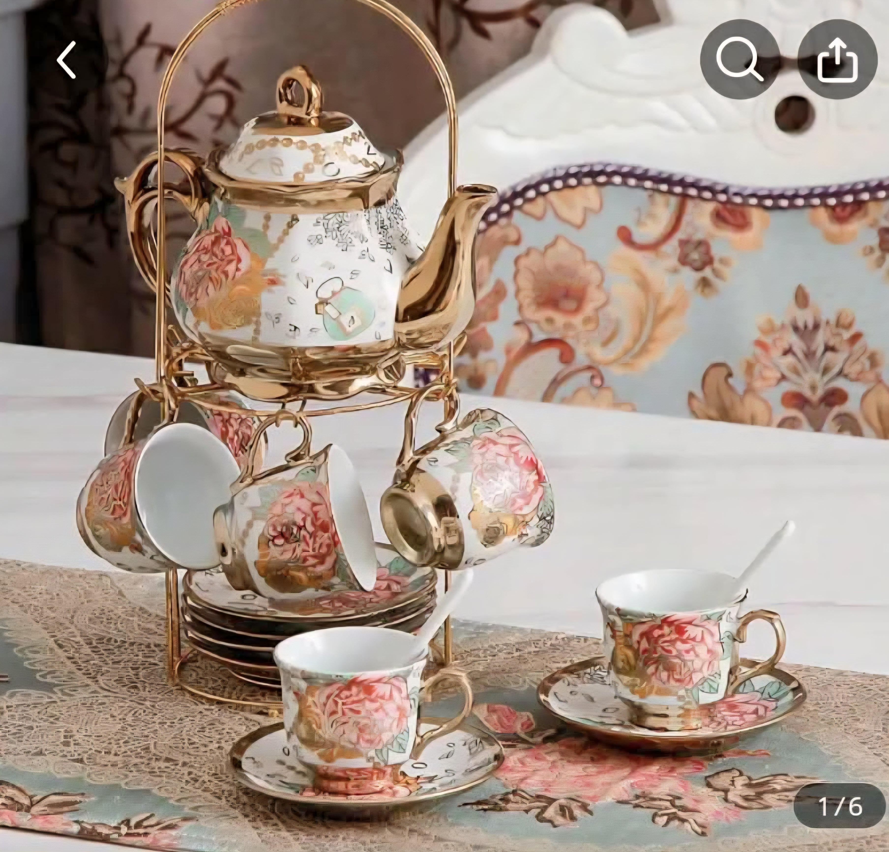 Luxury European Ceramic Coffee & Tea Set – Vintage Floral Cups & Teapot